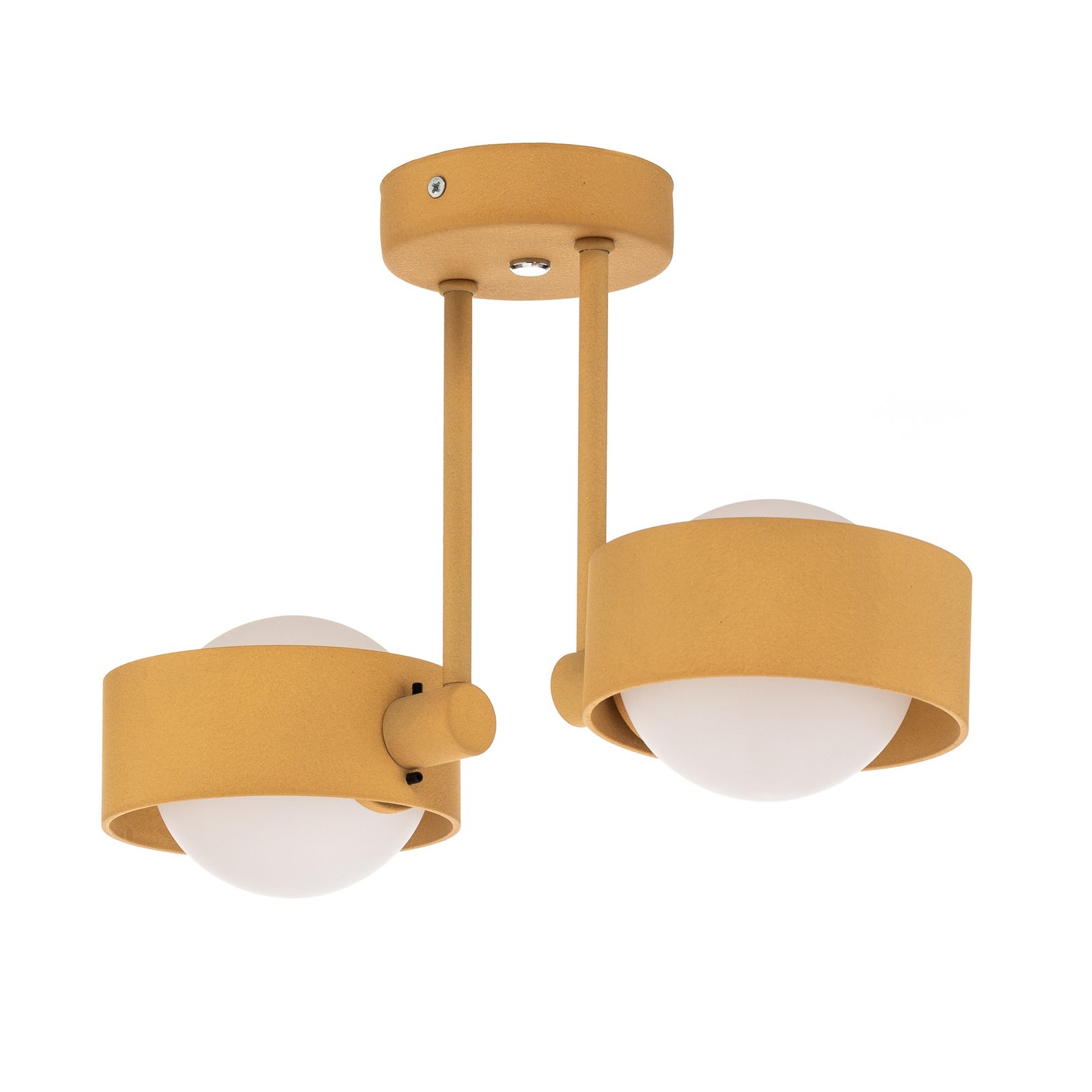 Mado ceiling light, steel, gold, two-bulb