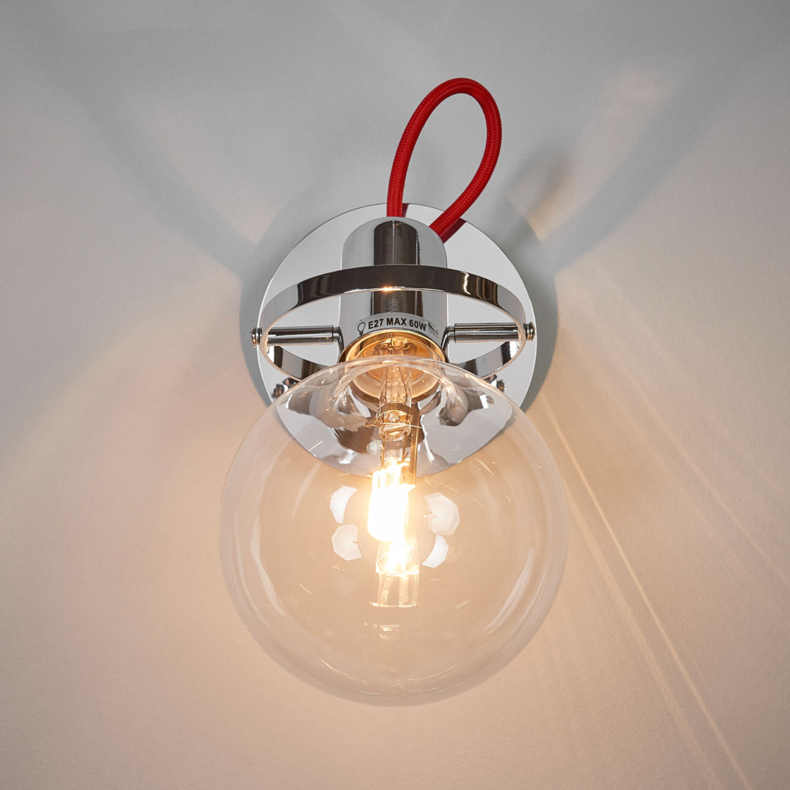 Dizajnová nástenná lampa Rádio v chróme