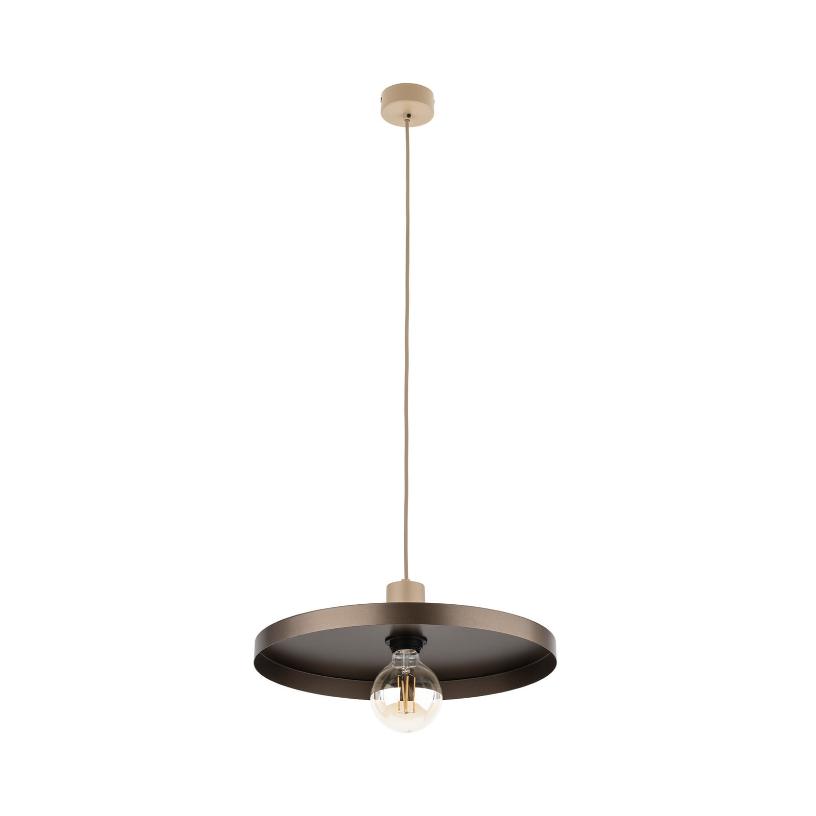 Suspension Sila, marron/sable, métal, Ø 45 cm, E27