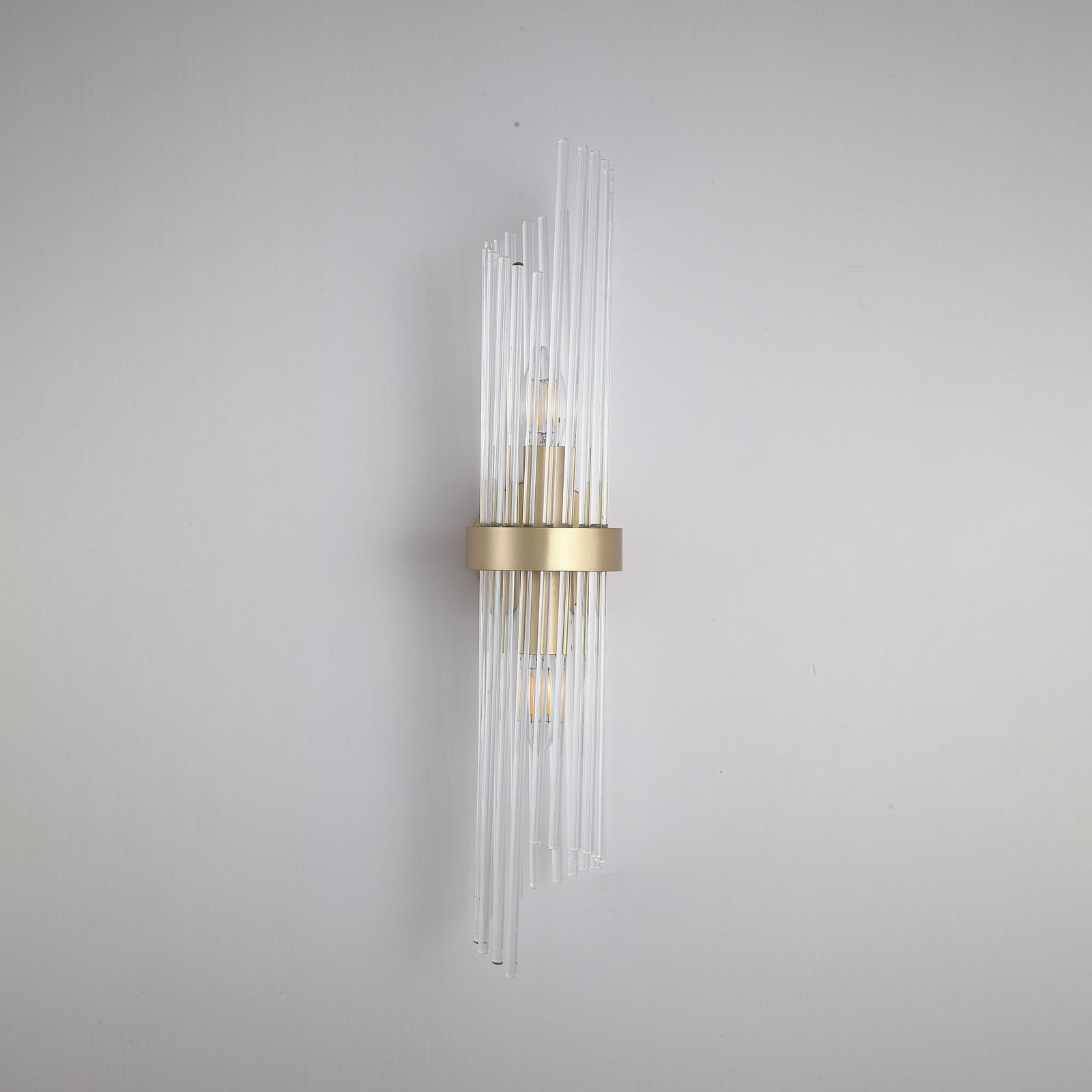 Sienas lampa Lara, augstums 56 cm, zelta krāsā/caurspīdīga, stikls/metāls