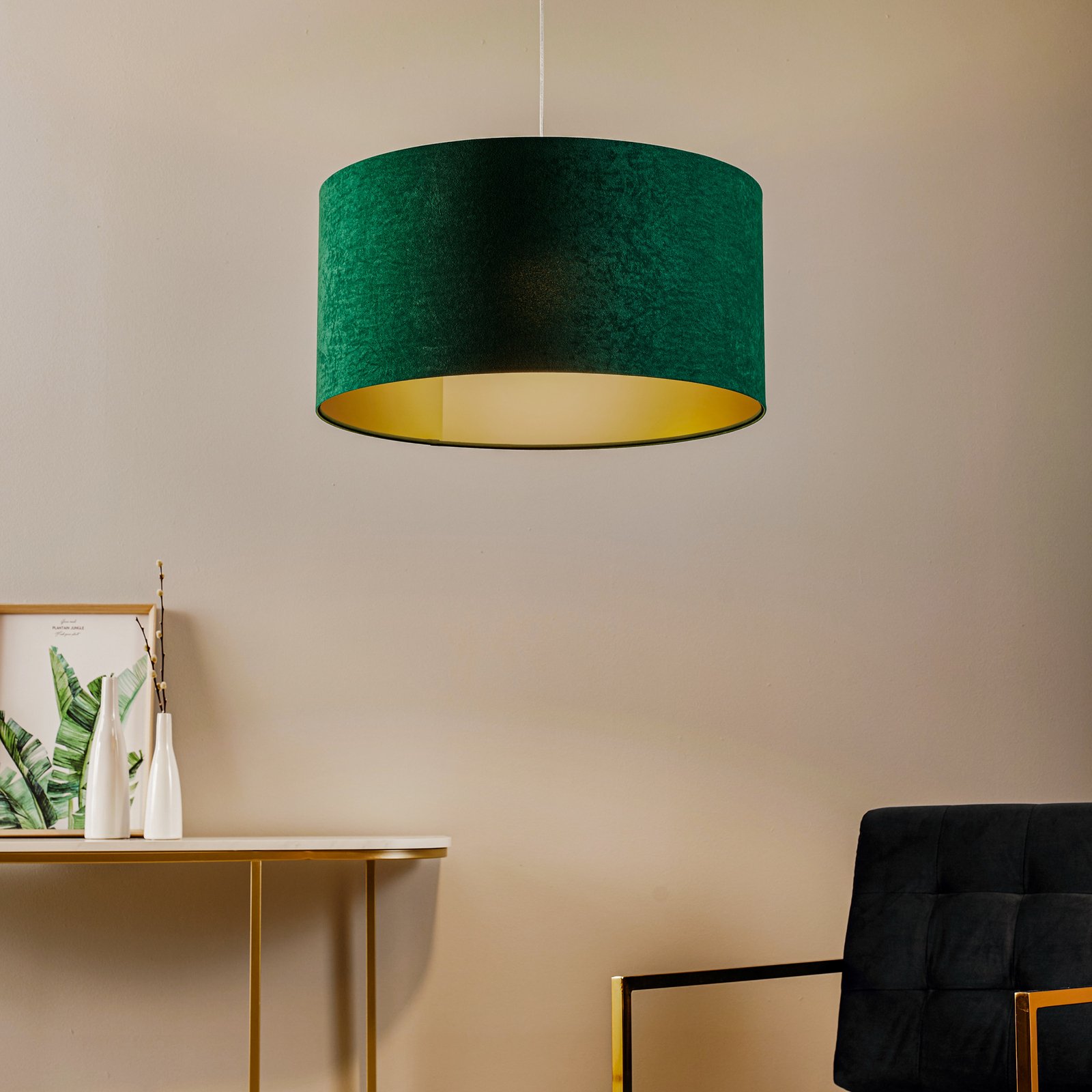 Salina hanglamp, groen/goud, Ø 60cm