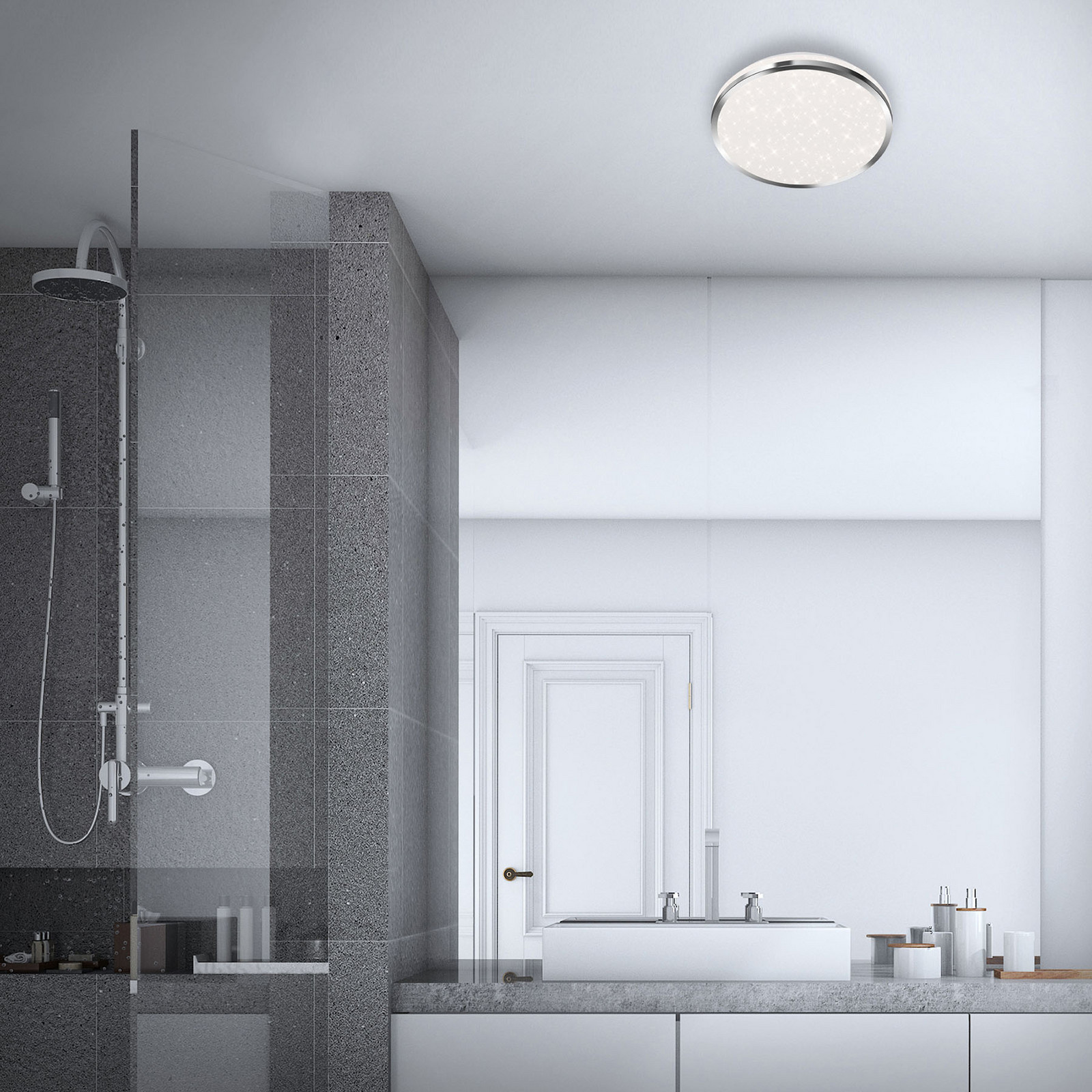 Briloner Plafonieră cu LED Acorus IP44 decor stea Ø 28 cm - Baie - modern - alb crom mat - Plastic