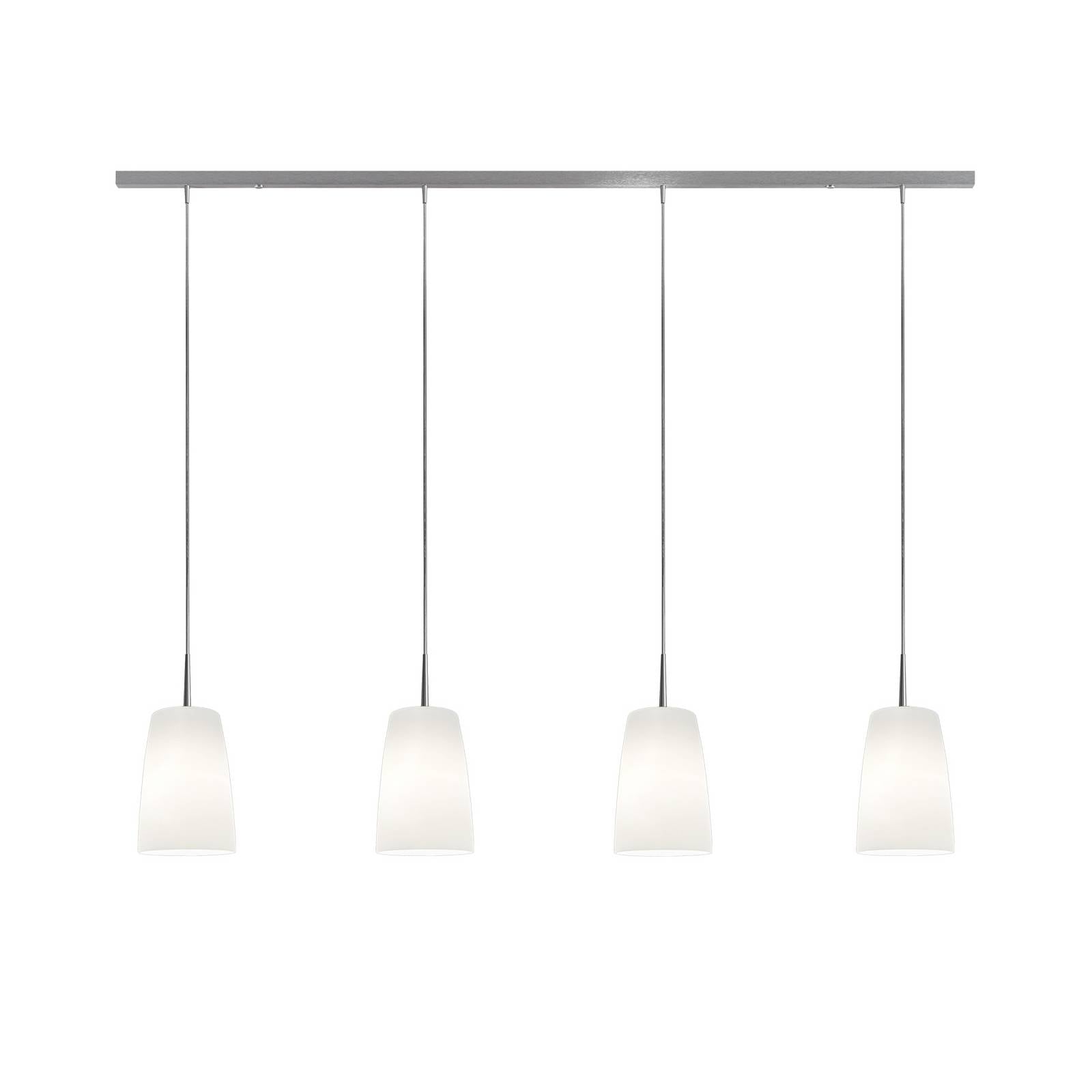 Casablanca Hängelampe Mesa, weiß, Glas, 4-flg., 120 cm, E27