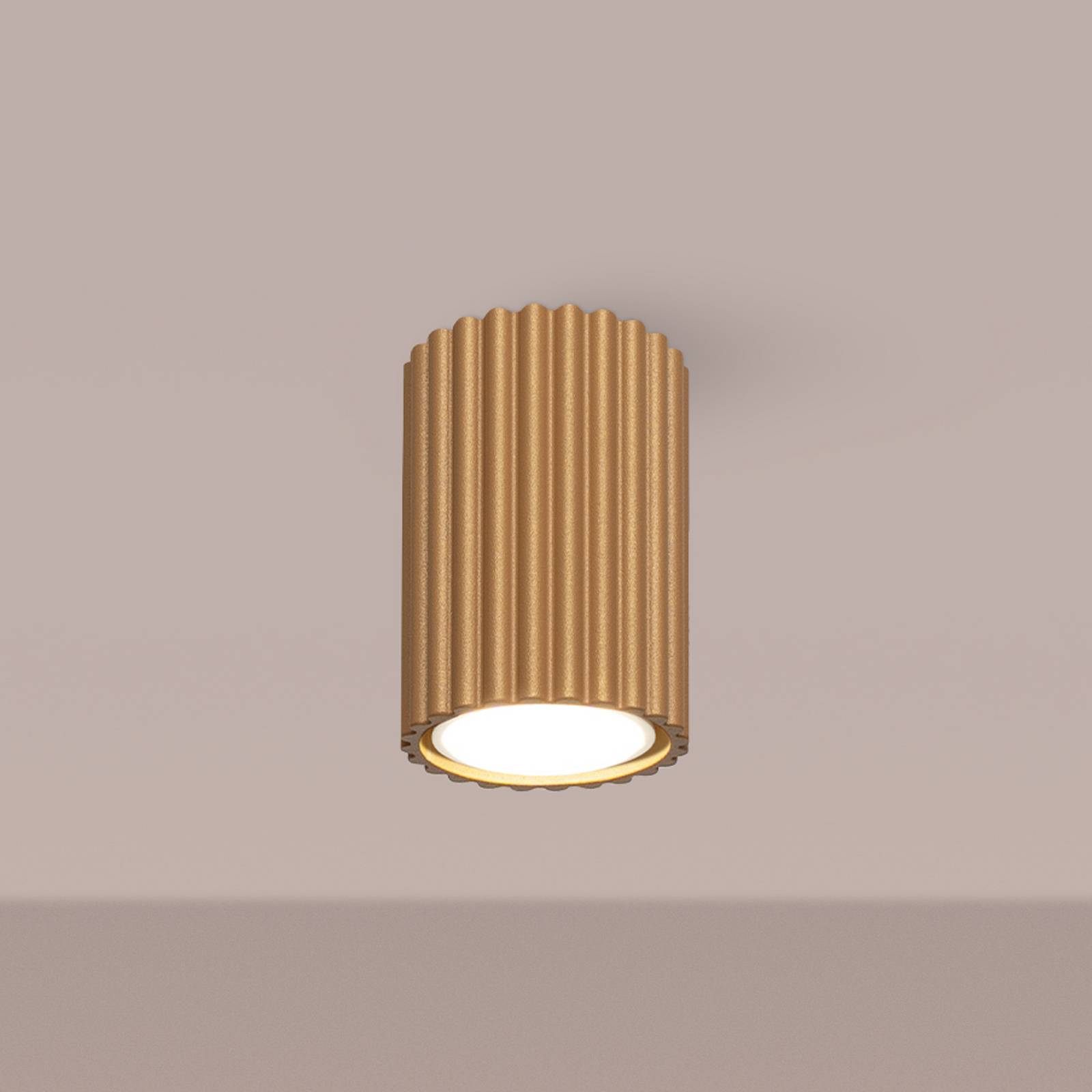 Deckenleuchte Karbon, goldfarben, Höhe 10 cm, Aluminium günstig online kaufen