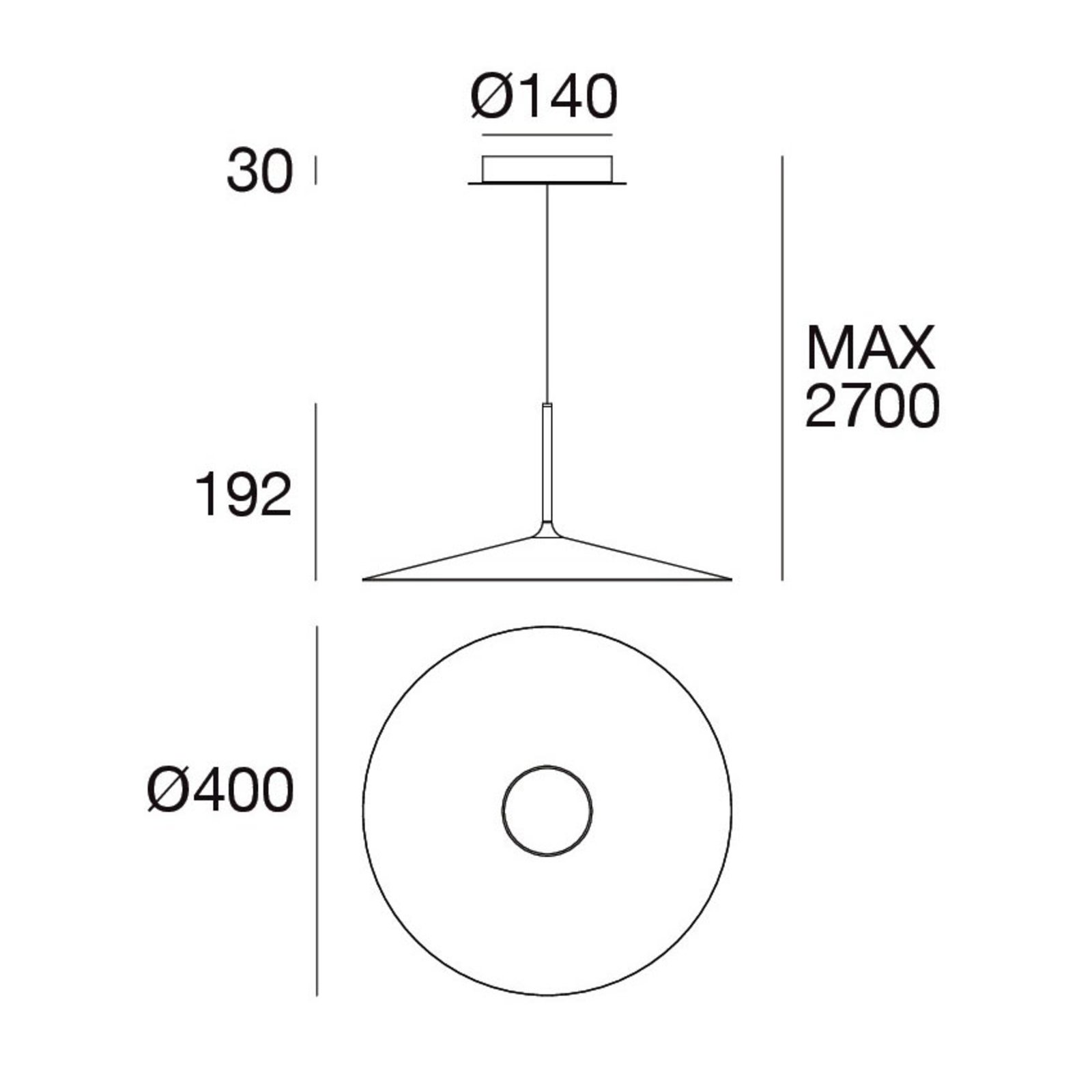 Suspension LED Poe Plus, noire