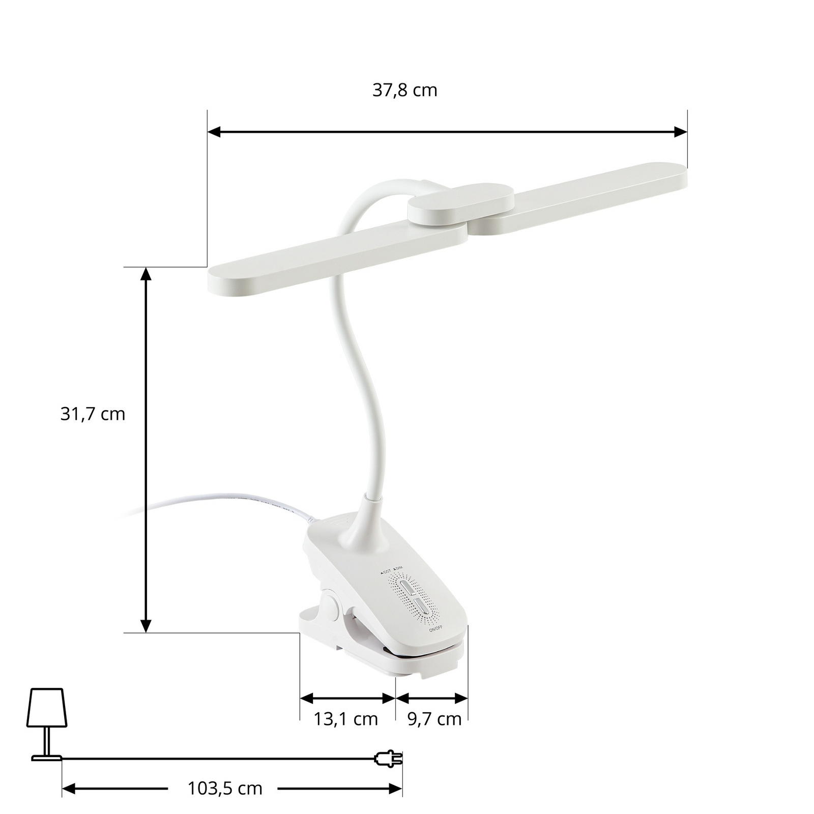 Lampe à pince Meldem, batterie rechargeable, blanche, à intensité variable, Lampe à pince Meldem, batterie rechargeable, blanche, à intensité variable,