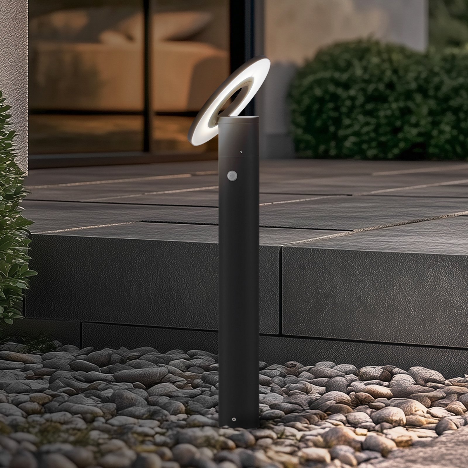 Candeeiro de caminho LED Arcchio Tovio, antracite, Ø 24cm, sensor