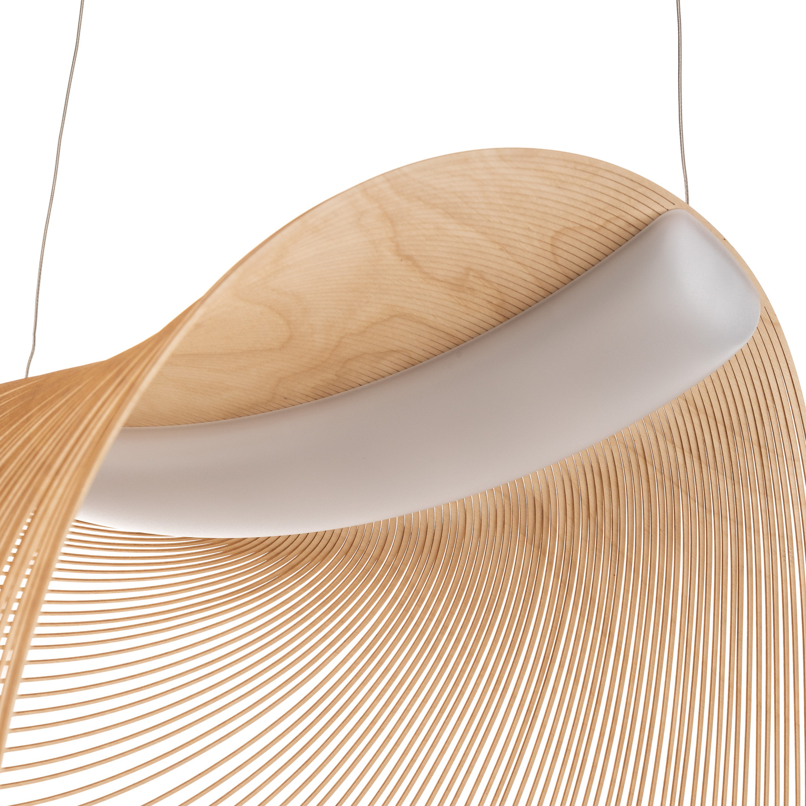 Luceplan Illan LED závesná lampa na drevo so stmievaním Ø 60 cm