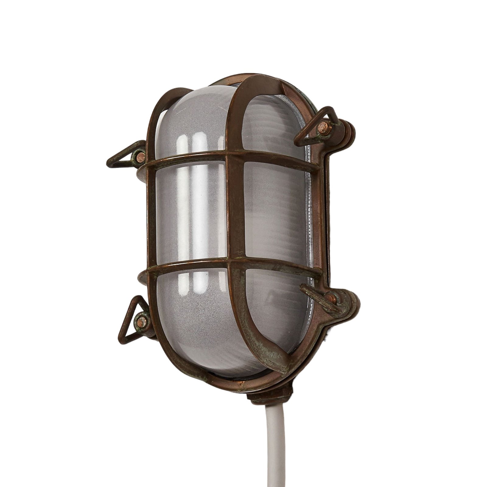 Bengt ovalna vanjska zidna svjetiljka od antiknog mesinga/opala