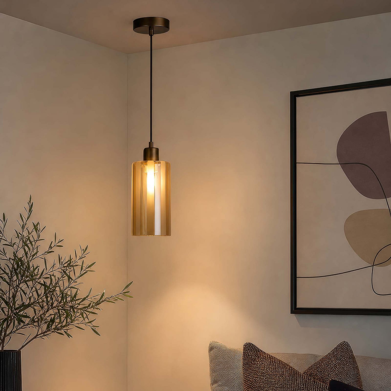 Hängeleuchte Kent, einflammig, bronze, Glas, E27