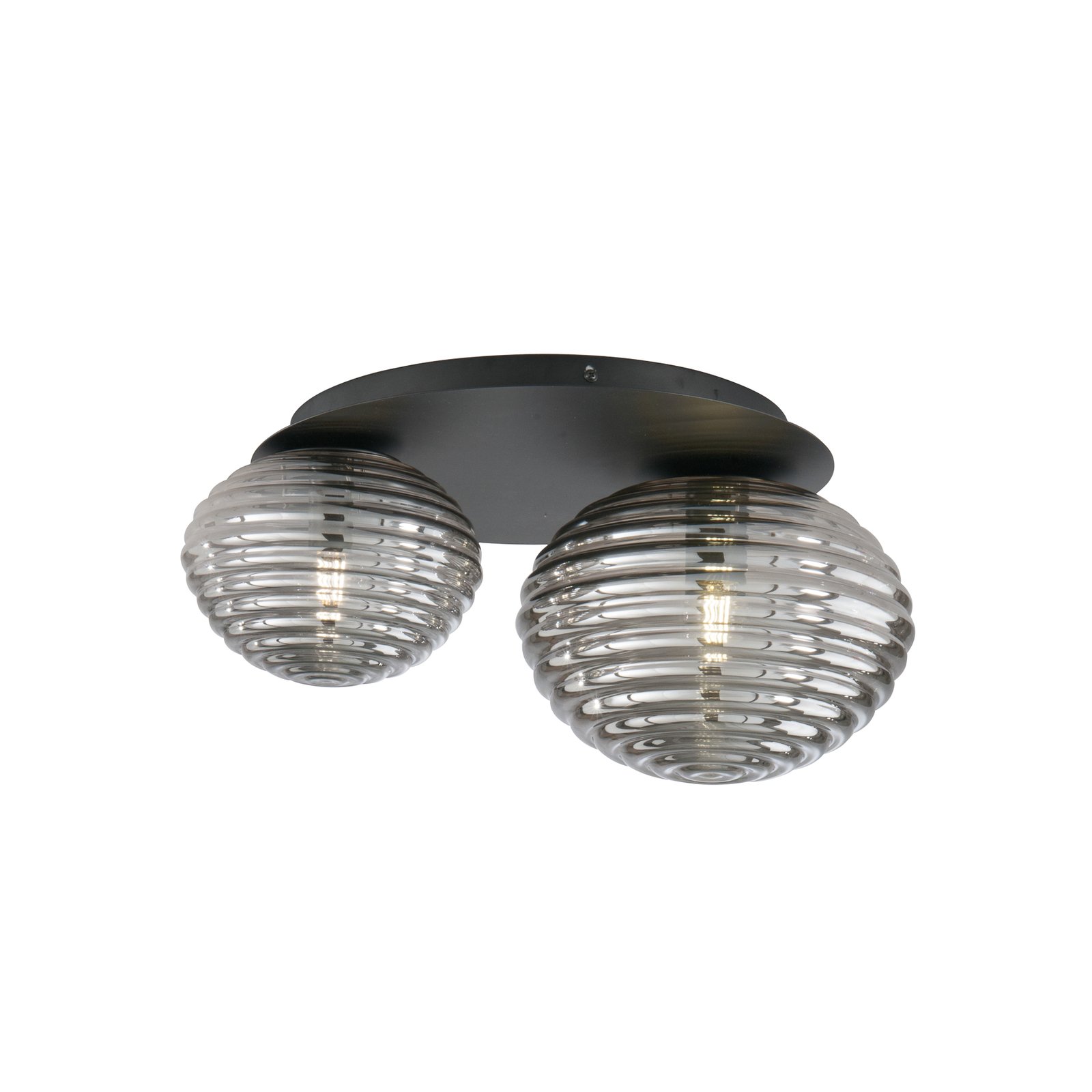 Ripple loftslampe, sort/røggrå, 2-lys