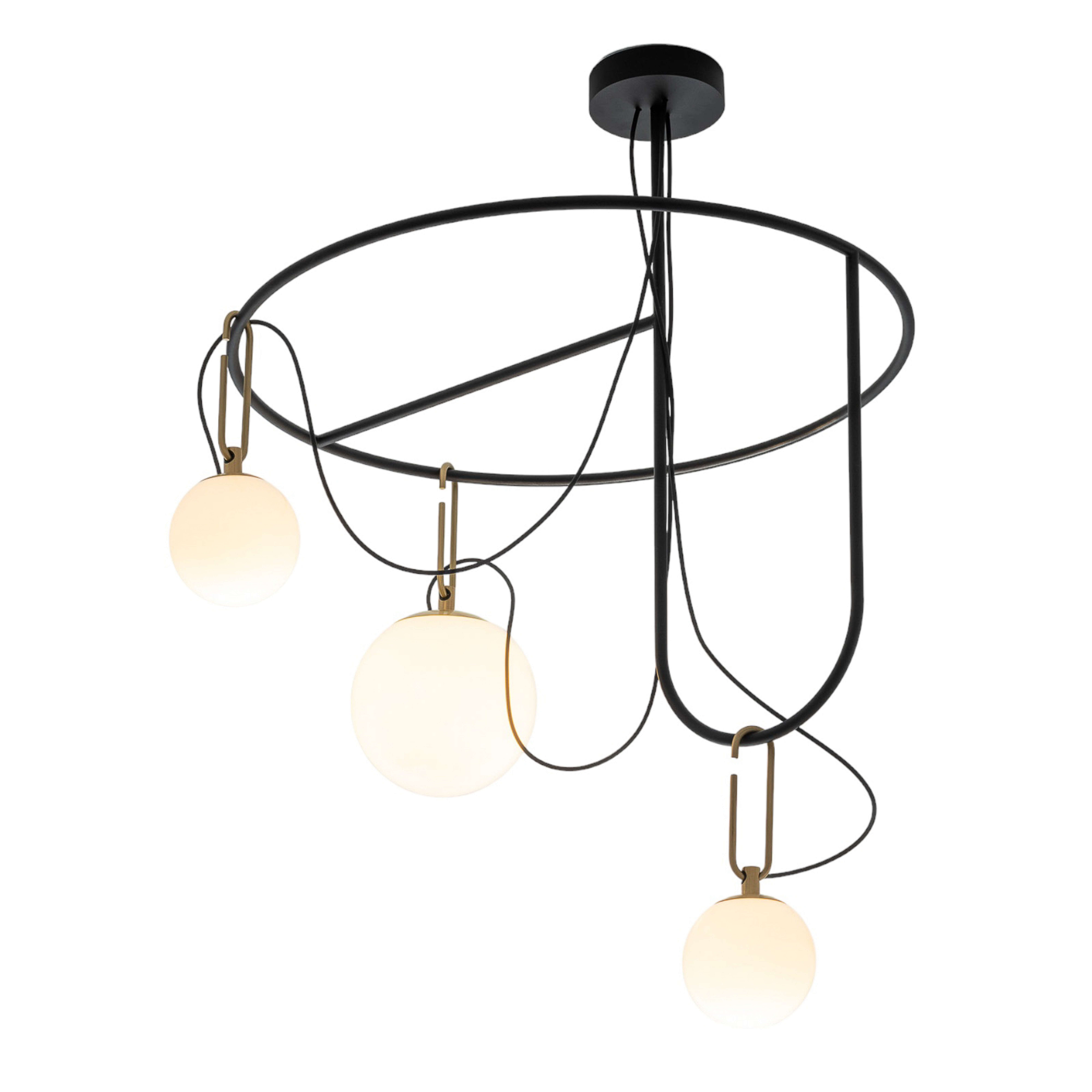 Artemide nh S4 Glas-Hängelampe, dreiflammig