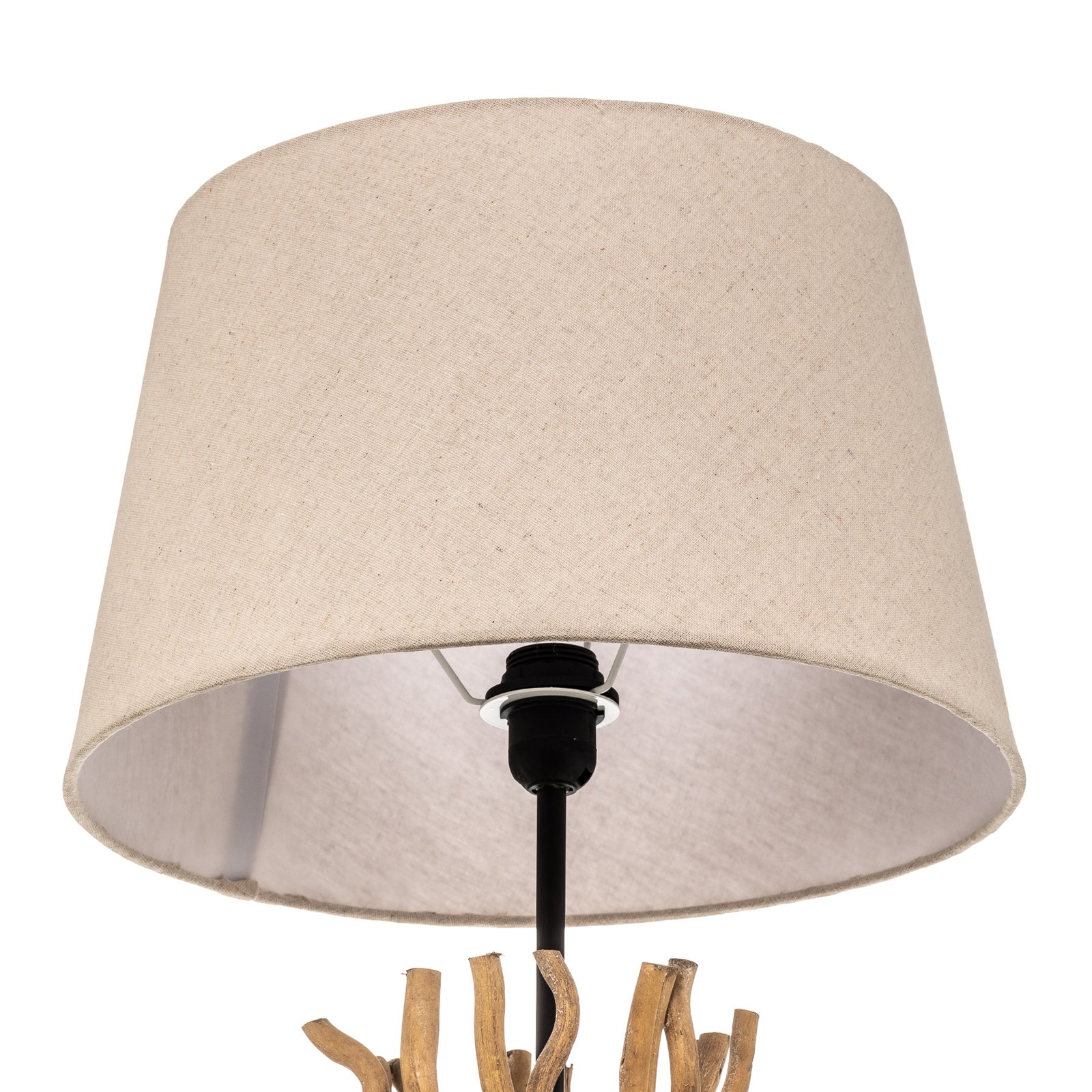 Agar floor lamp, fabric lampshade and wood element