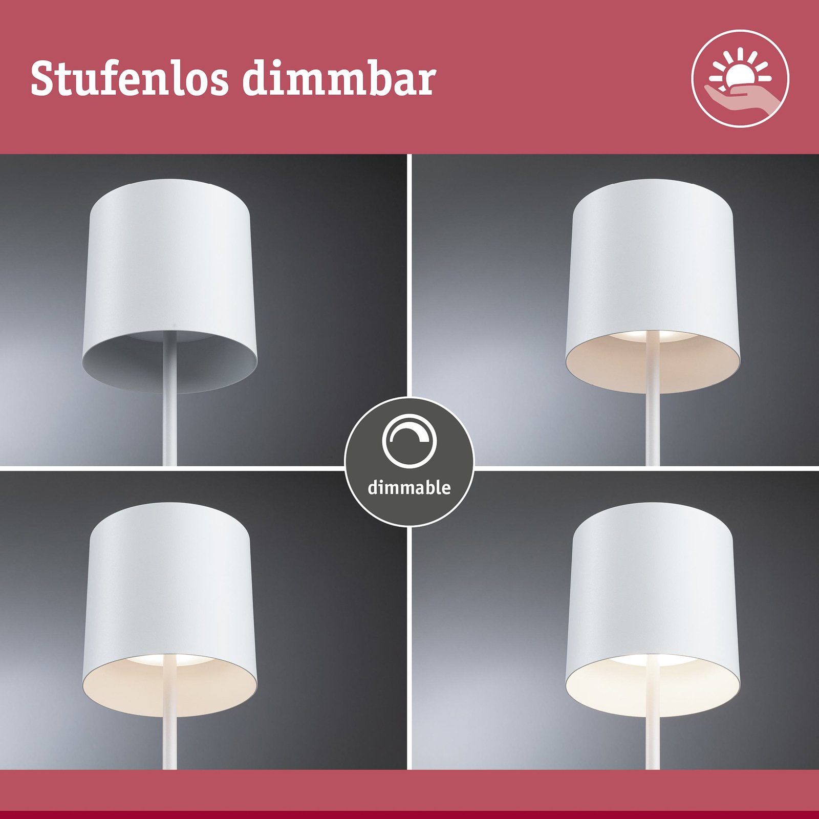 Paulmann Tuni LED rechargeable table lamp, white, plastic, IP44