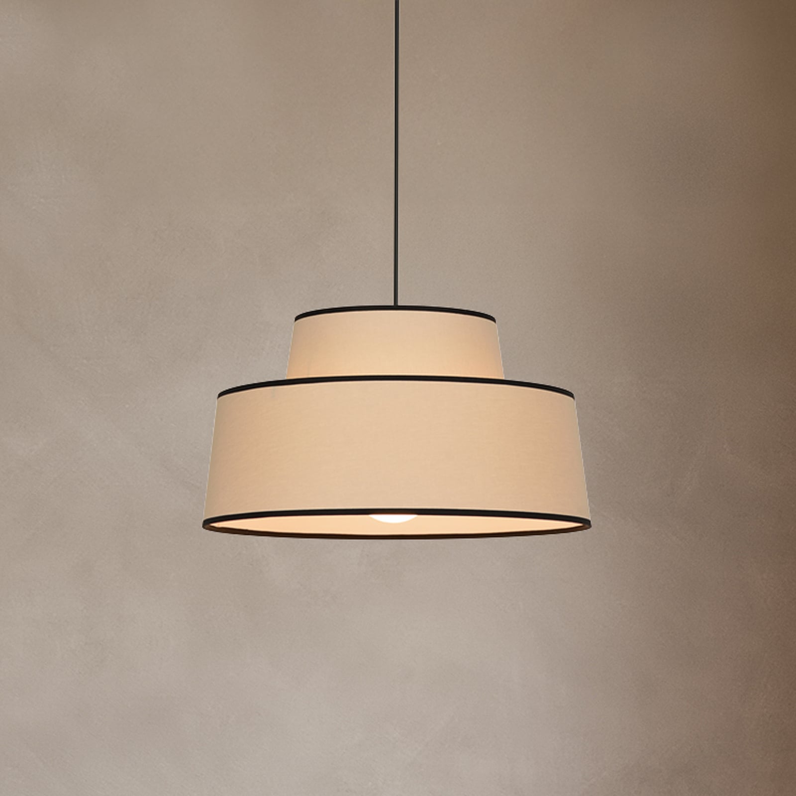 Hengelampe Mallorca, kalkfarget, Ø 38 cm, bomull