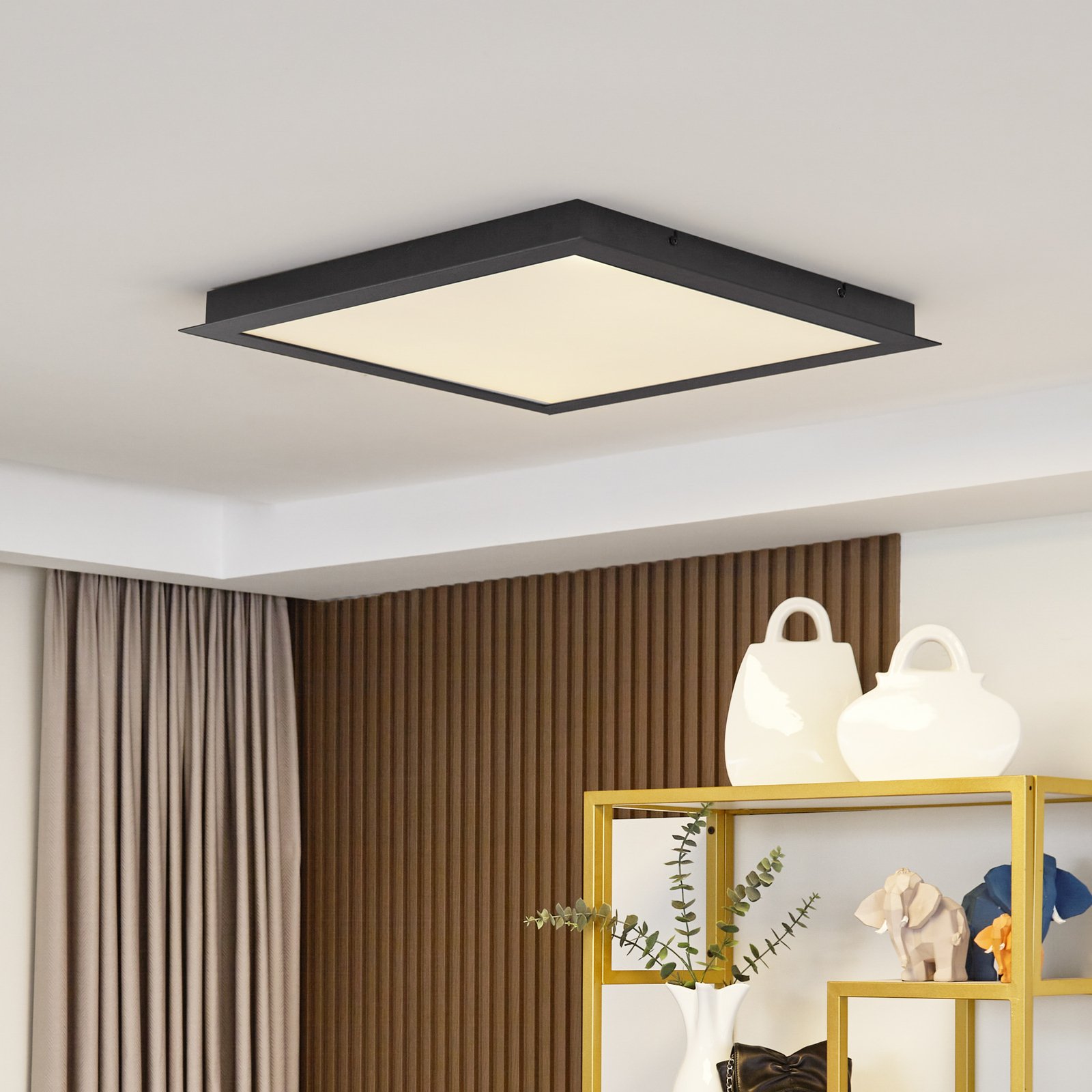 Lucande Smart LED ceiling lamp Leicy black 65 cm RGB CCT