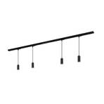 HV LED track lighting system Rail, pendant, black, 4-bulb, 1.5m long