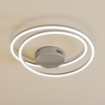 Lindby Candeeiro de teto LED Davian, cor de níquel, 49 cm, regulável