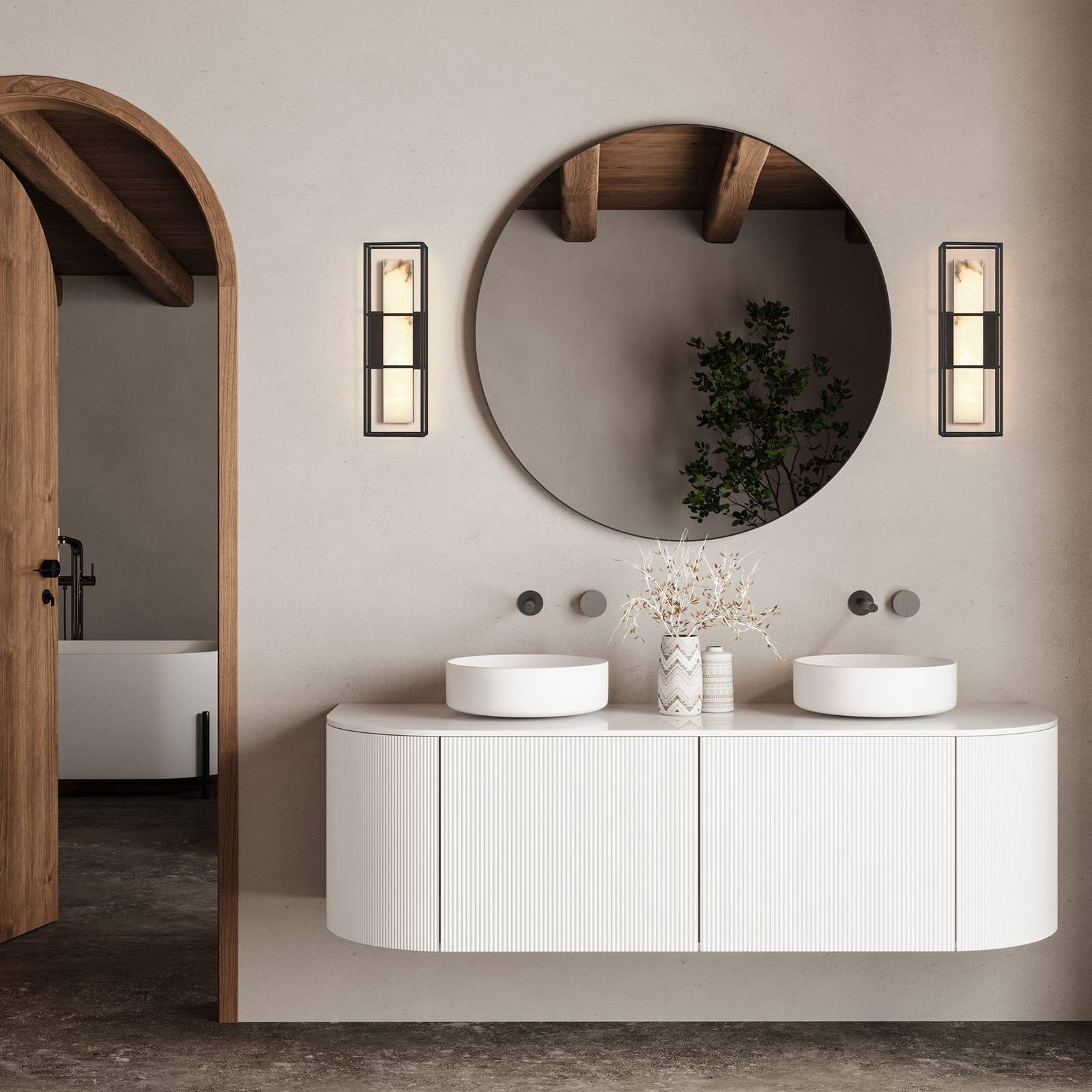 LED-Außenwandlampe BLAKLEY schwarz/alabaster Höhe 41 cm IP44 günstig online kaufen