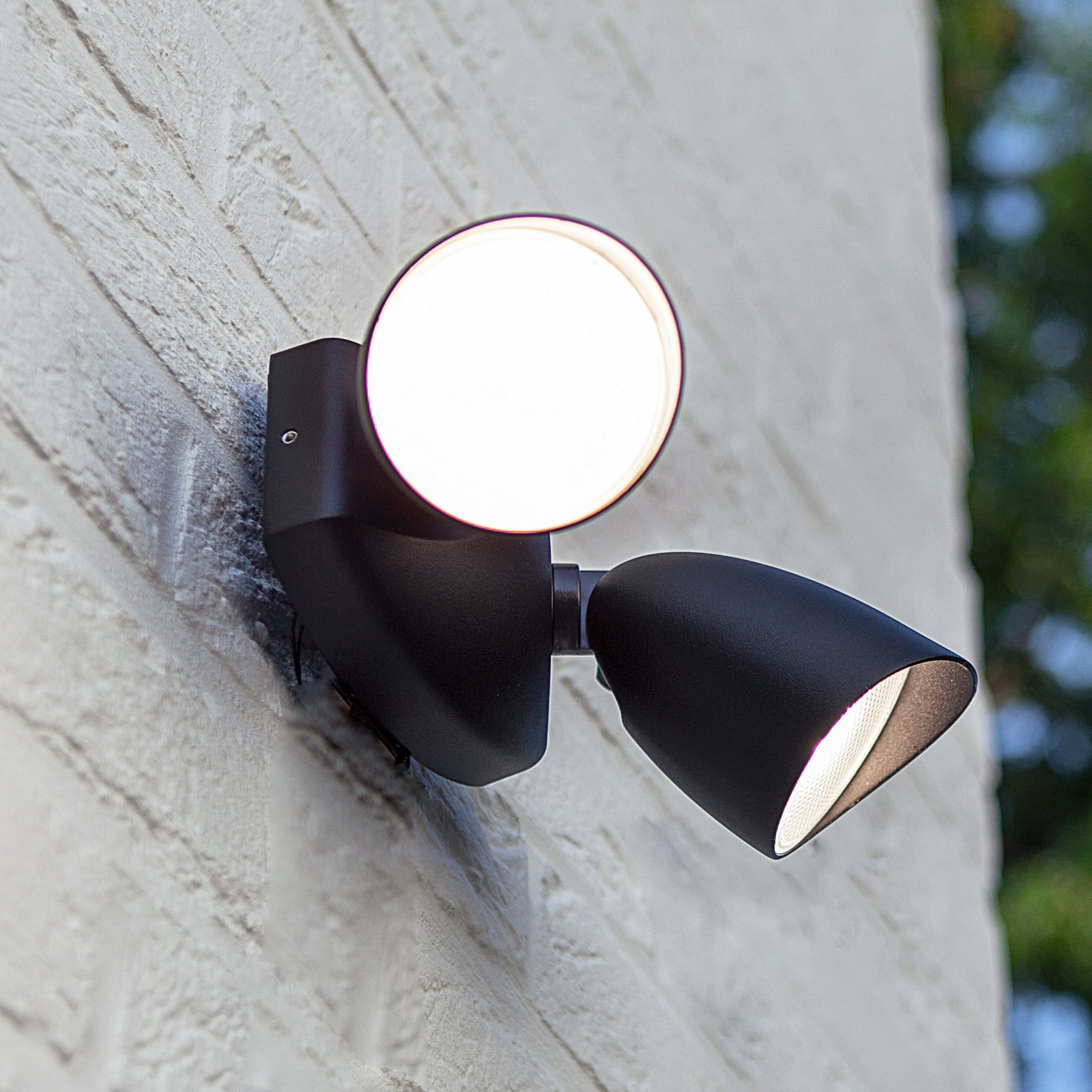 LED-Außenwandstrahler SHRIMP, schwarz, 20 W, 2-flg., IP54