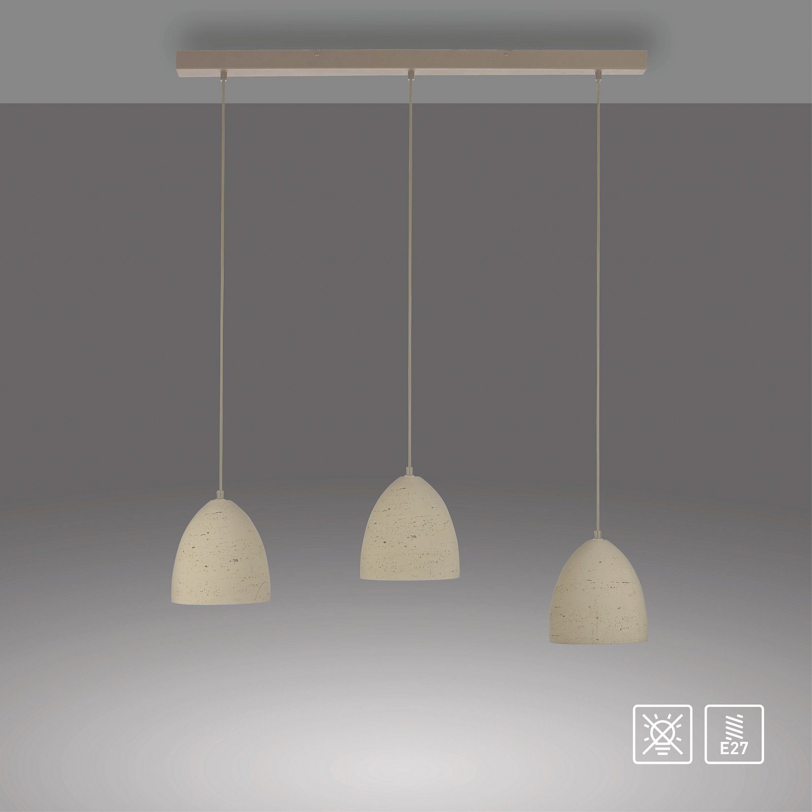 Schöner Wohnen hanglamp Traventa, 3-lamps, beige, E27 Schöner Wohnen hanglamp Traventa, 3-lamps, beige, E27