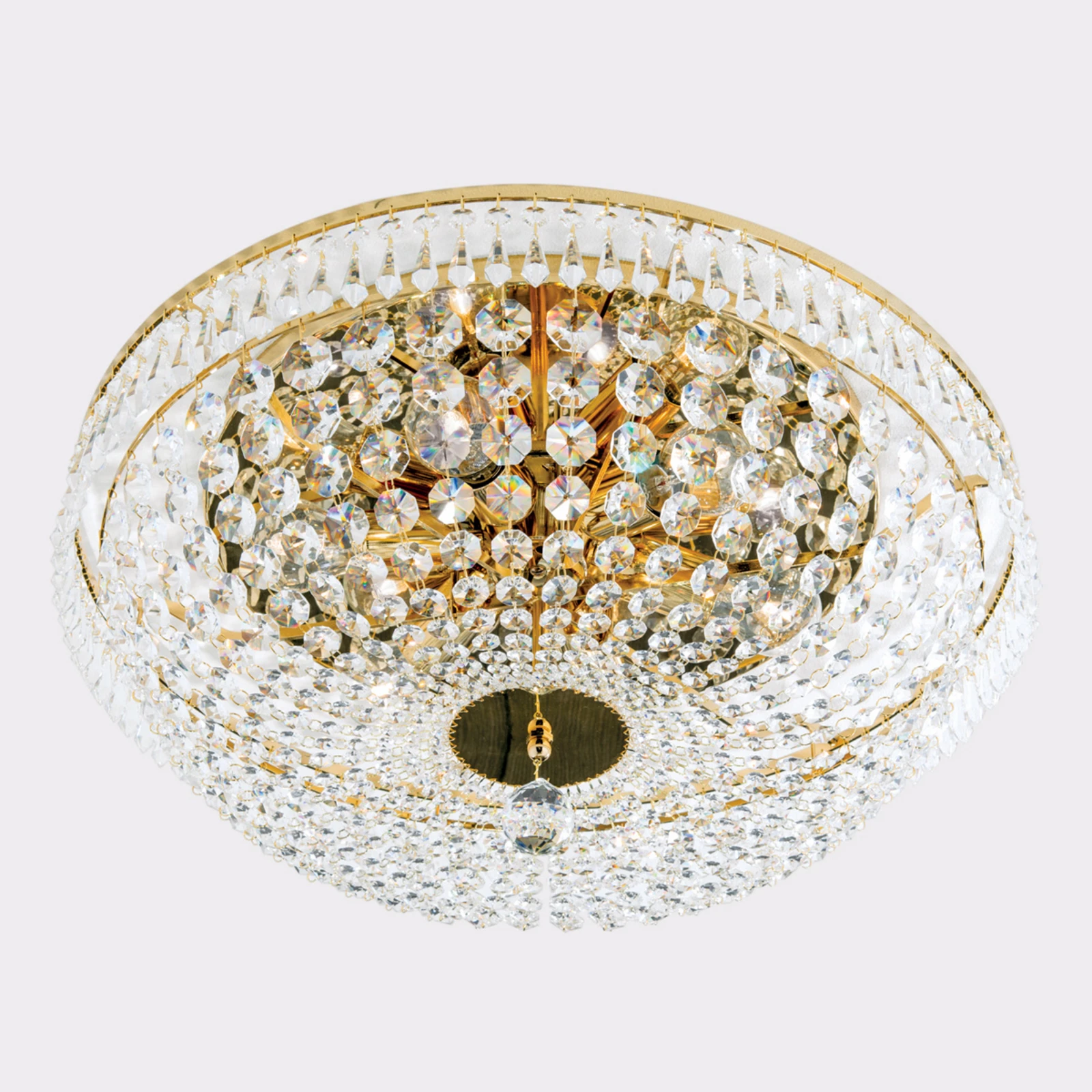 Plafoniera cristallo SHERATA circolare, oro 56 cm