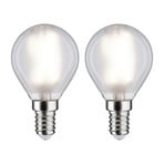 Paulmann LED-dråbepære E14 4,8W 4.000 K mat 2 stk