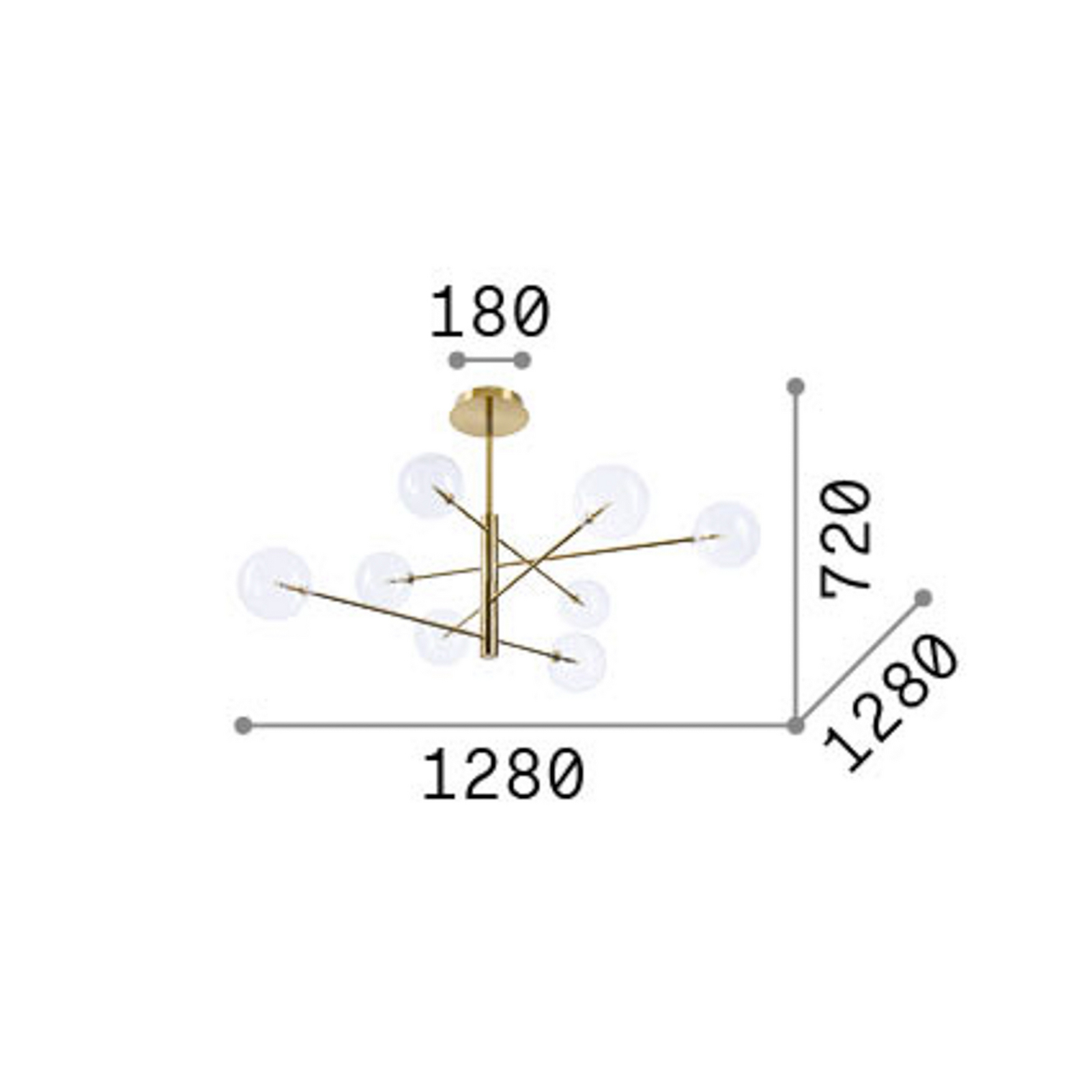 Suspension IDEAL LUX Equinoxe, chrome/gris fumé, à 8 lampes Suspension IDEAL LUX Equinoxe, chrome/gris fumé, à 8 lampes