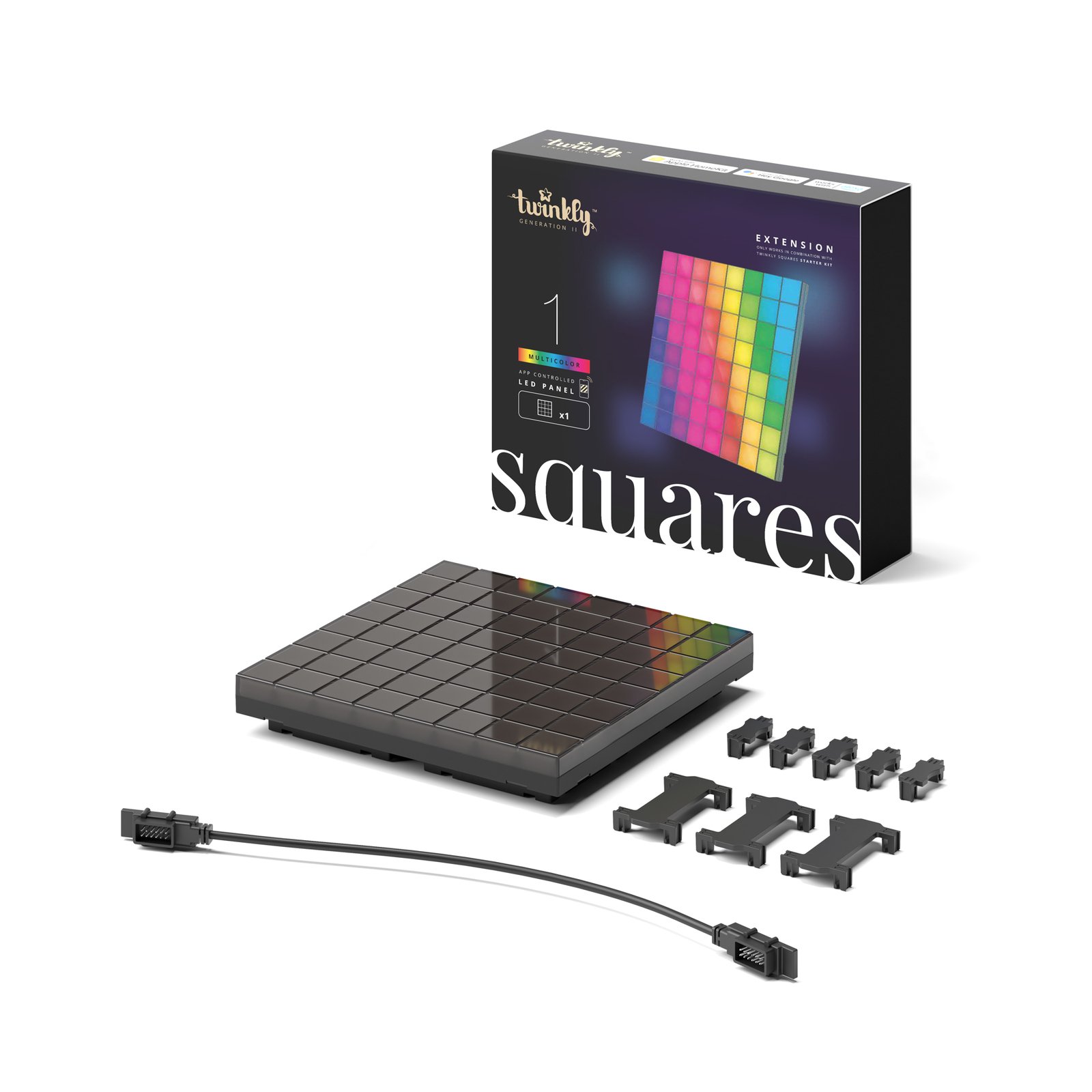 Twinkly RGB-Squares svart IP20 1-pack tillägg