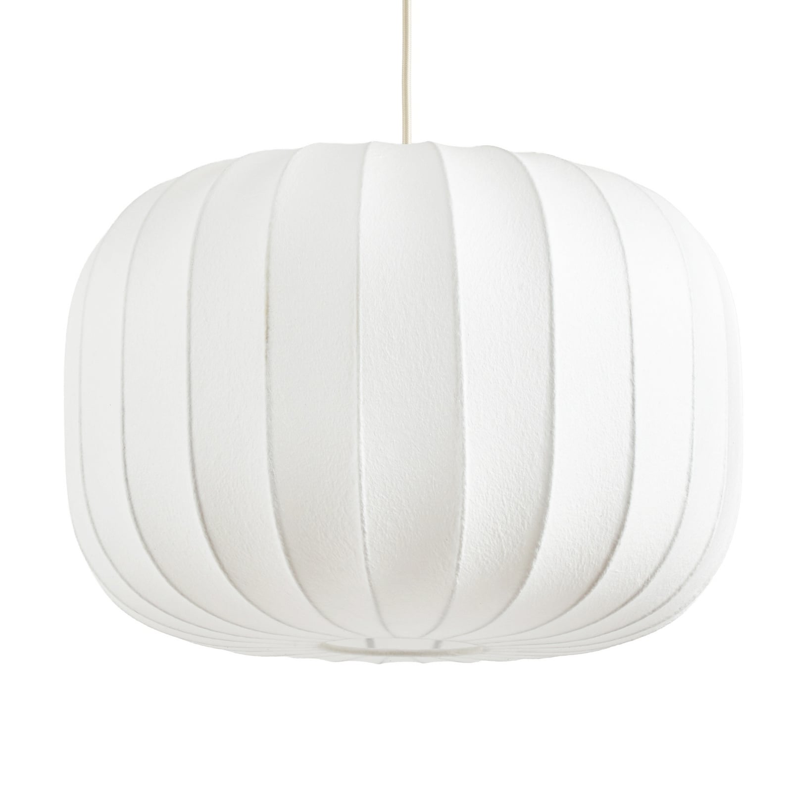 Lampada a sospensione Lucande Bridget, a 1 lampadina, Ø 40 cm, bianca, tessuto Lampada a sospensione Lucande Bridget, a 1 lampadina, Ø 40 cm, bianca, tessuto