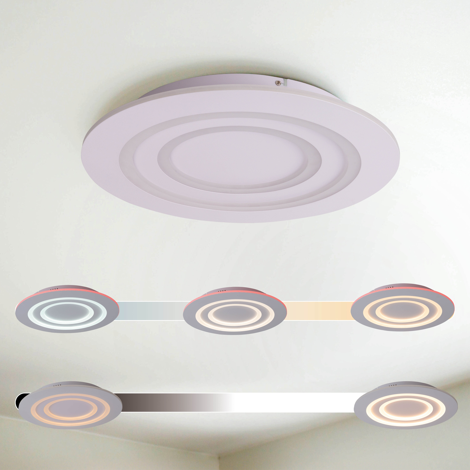 LED ceiling light Mirel, white, metal Ø 50 cm RGB CCT remote control