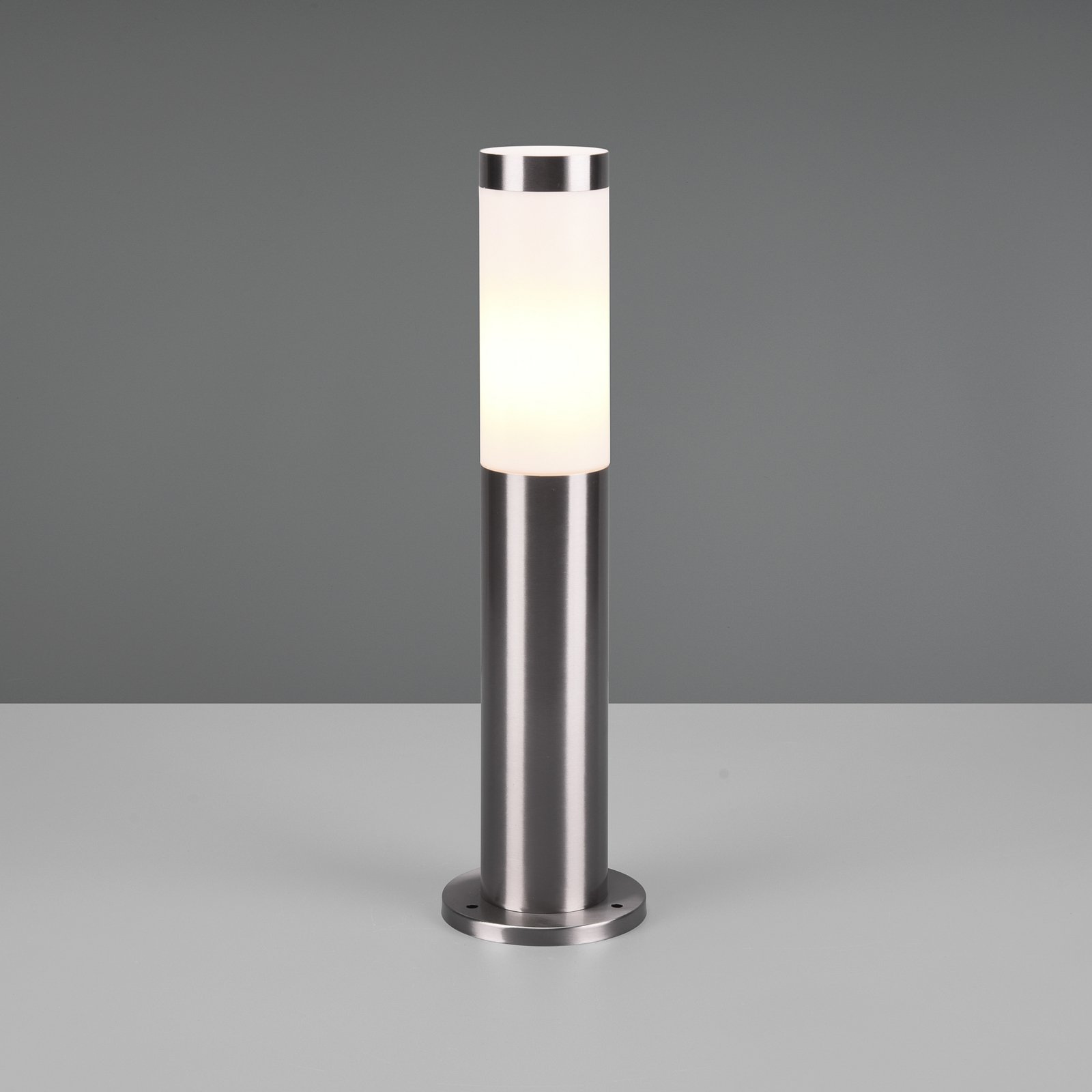 Sokkellampe Trioto, nikkelfarvet, højde 45 cm, stål