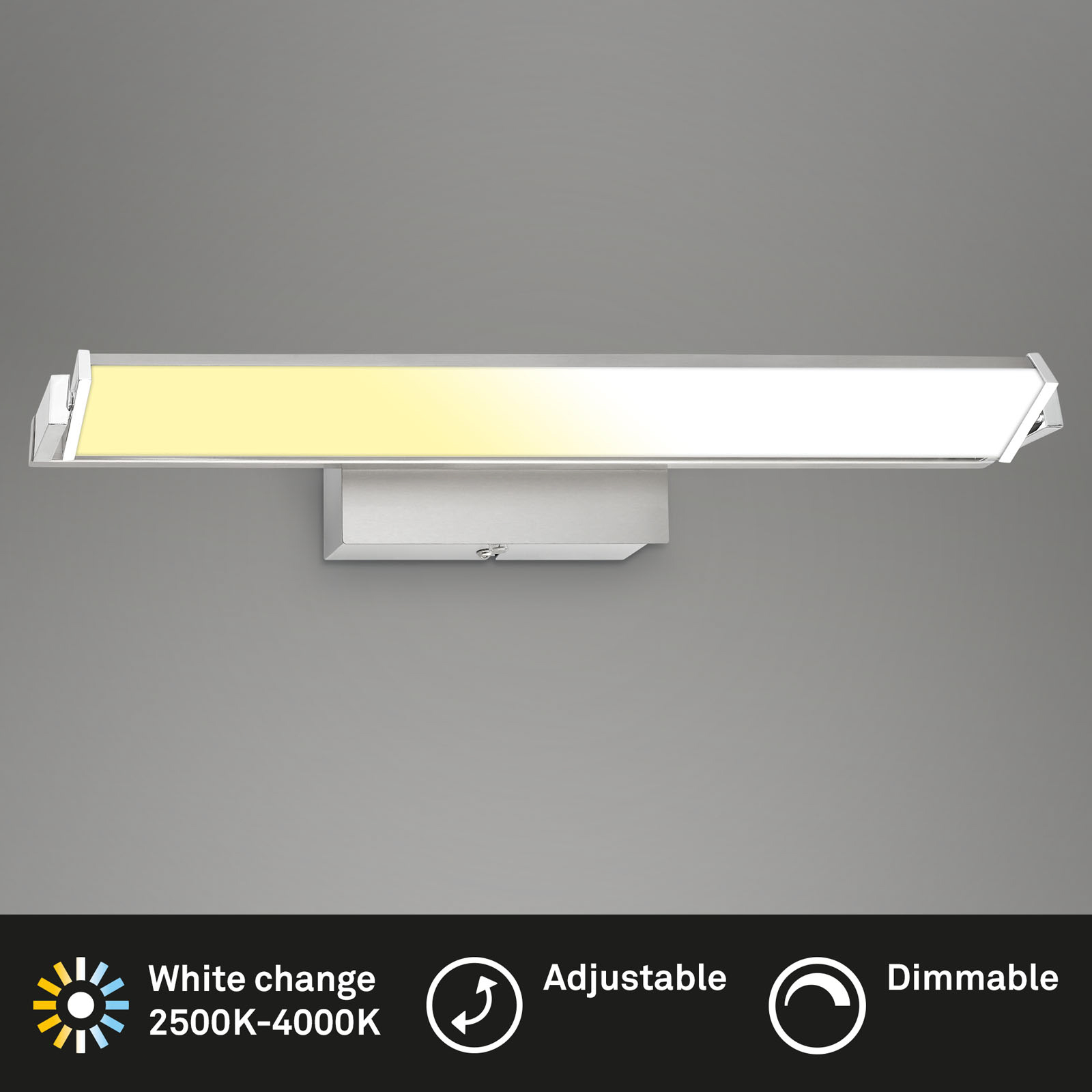 LED-Wandleuchte Udonga, schwenkbar, CCT, dim, nickel