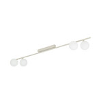 Plafonnier Imelo, crème, à 4 lampes, verre, longueur 140 cm