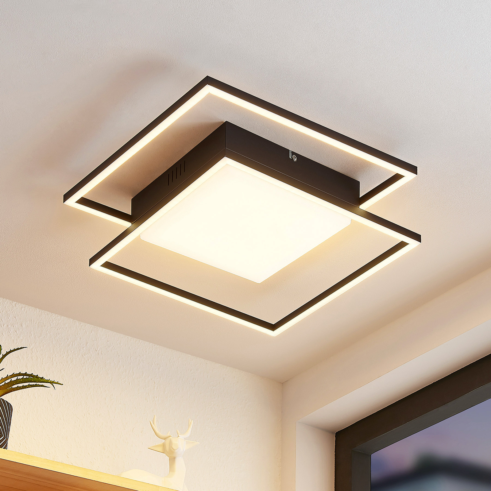 Lindby Zayd LED plafondlamp, zwart