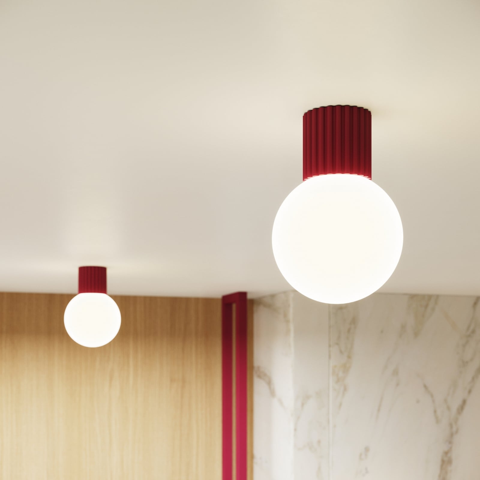 ORBI Wandlampe dunkelrot Glas/Metall Ø 12cm IP44 G9 - SOLLUX