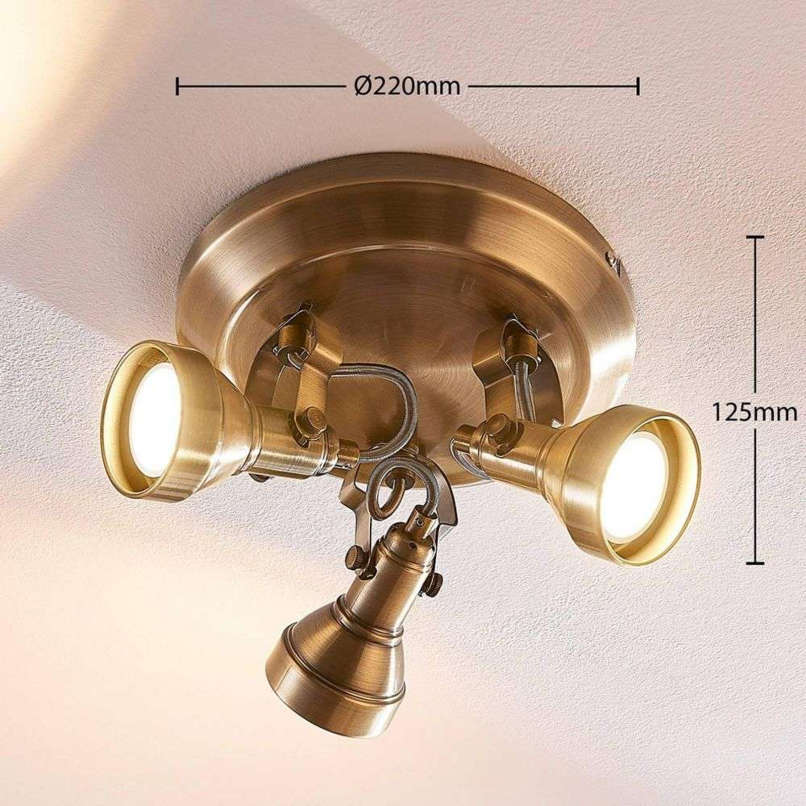 Perseas 3 Round Plafonieră Antique Brass - Lindby