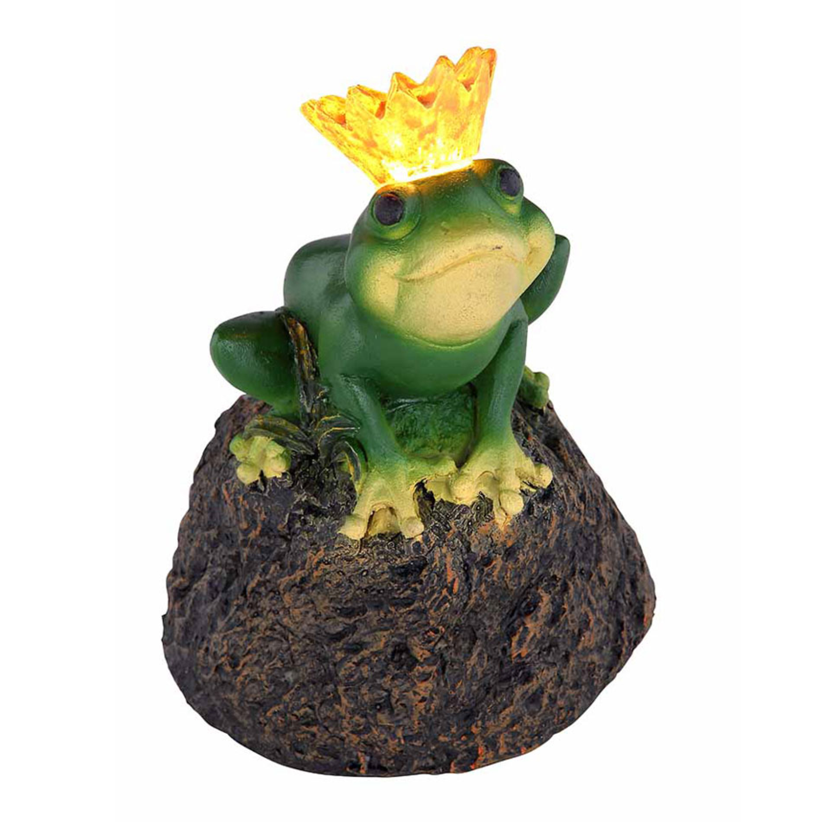 Globo 33088 LED solar light frog king on a stone, plastic, 0.06 W, L: 12.5 cm, W: 12.5 cm, H: 18 cm
