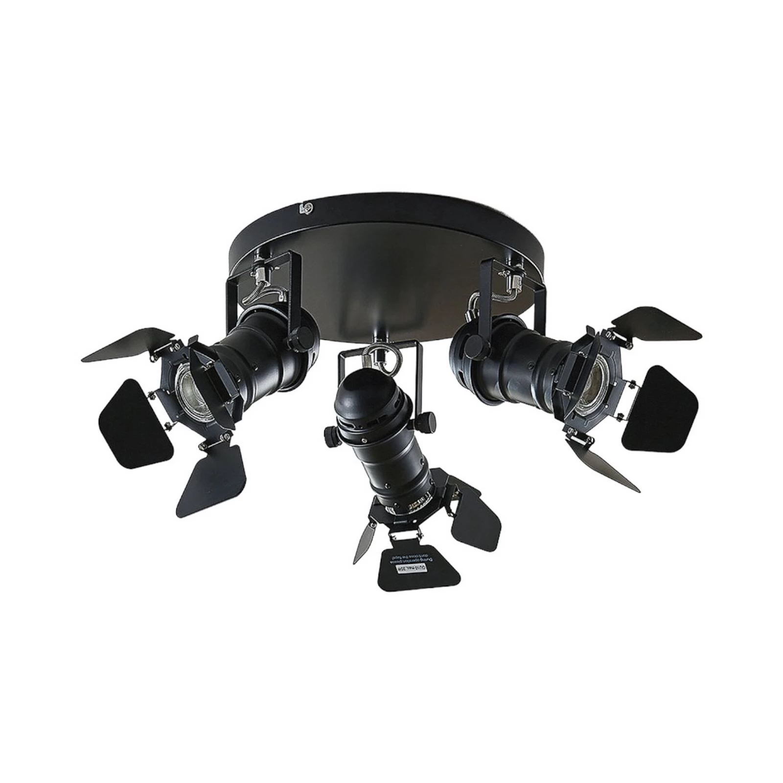 Lindby takspotlight Tilen, 3 lampor, svart, metall, Ø 54cm