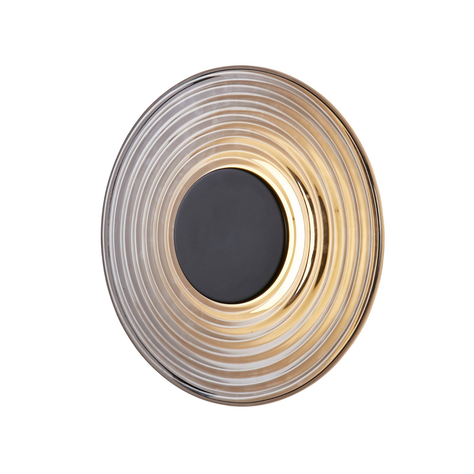 LED sienas lampa Cleo, dūmu pelēka/melna matēta, Ø 30 cm, stikls