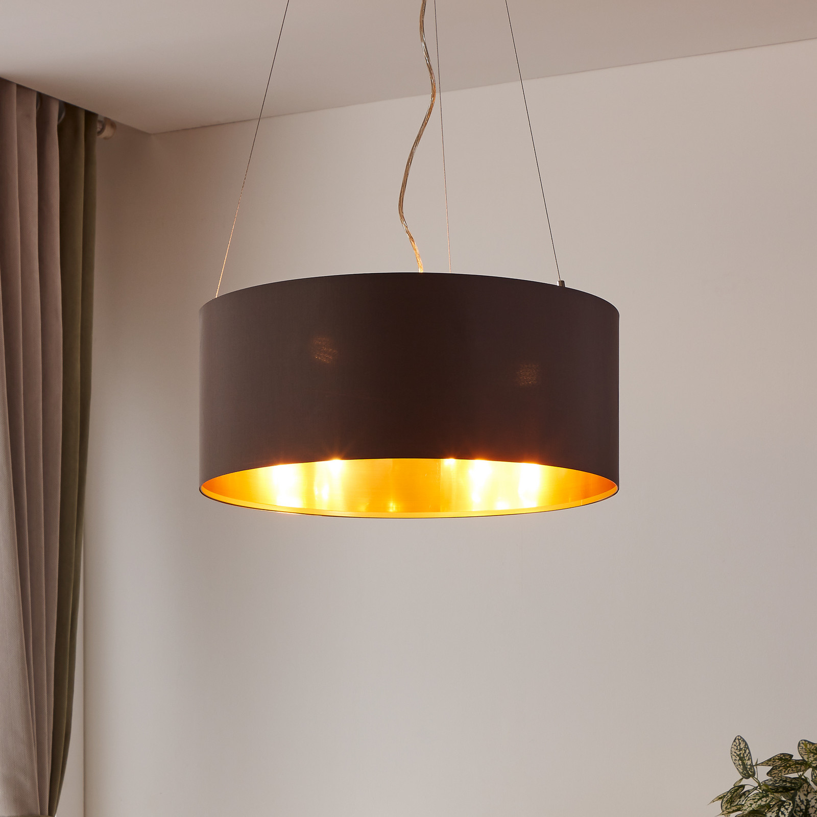 EGLO Maserlo lampă suspendată textilă cappuccino 53 cm - Camera de zi / sufragerie - modern - nichel mat cappuccino aur - Metal