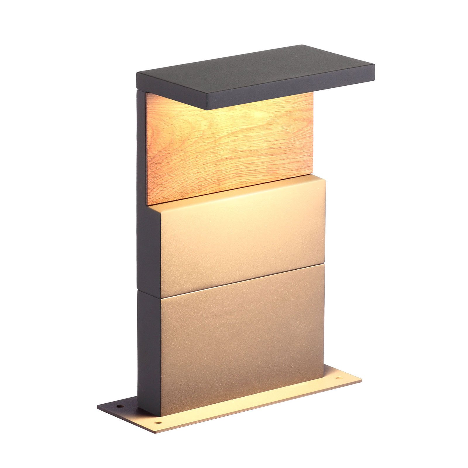 Lampioncino LED Ruka con elemento legno, 35 cm