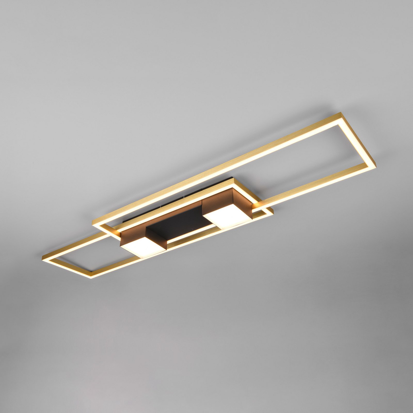 Candeeiro de teto LED Albany, preto/dourado 100 x 28 cm alumínio CCT regulável