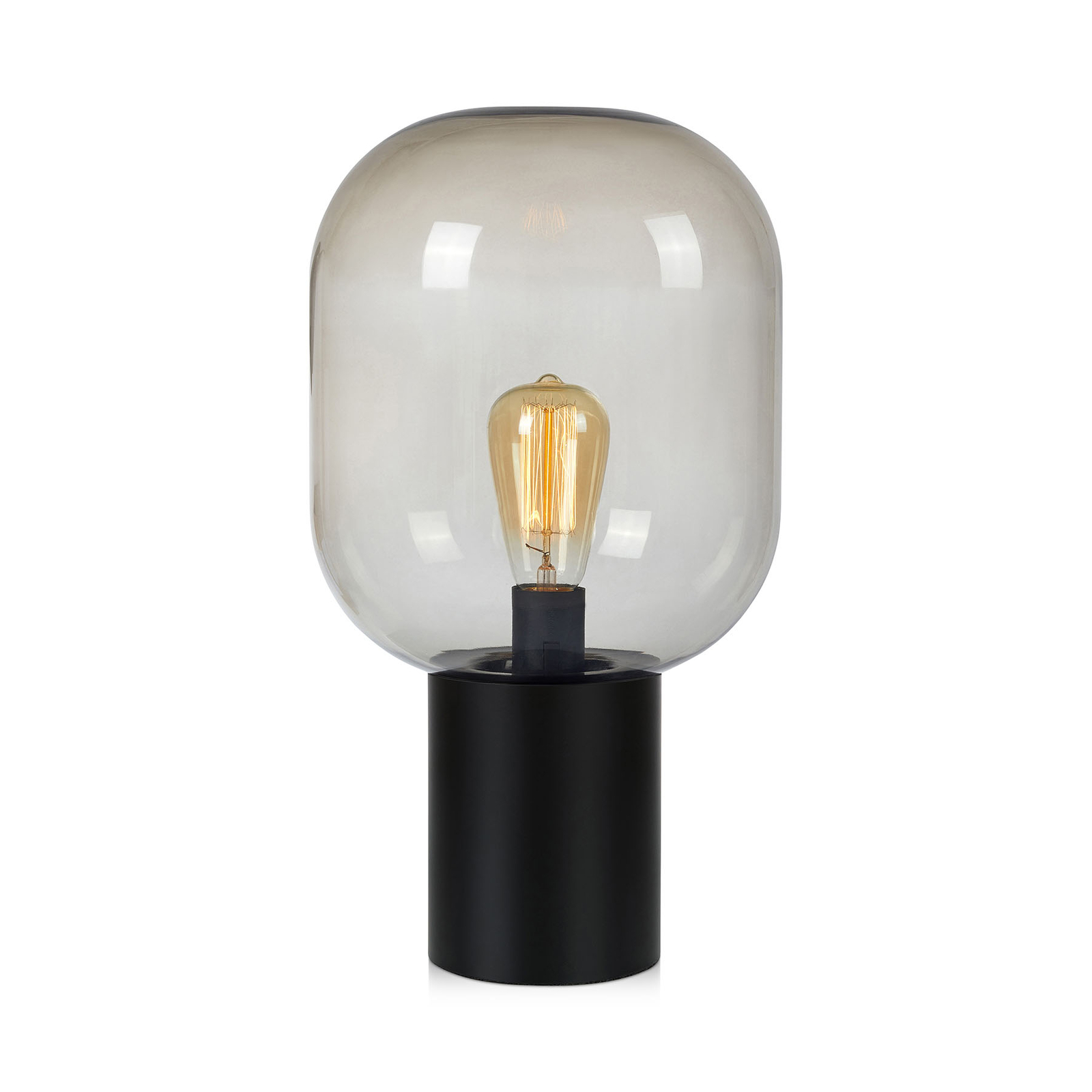 Brooklyn table lamp, smoky grey glass shade