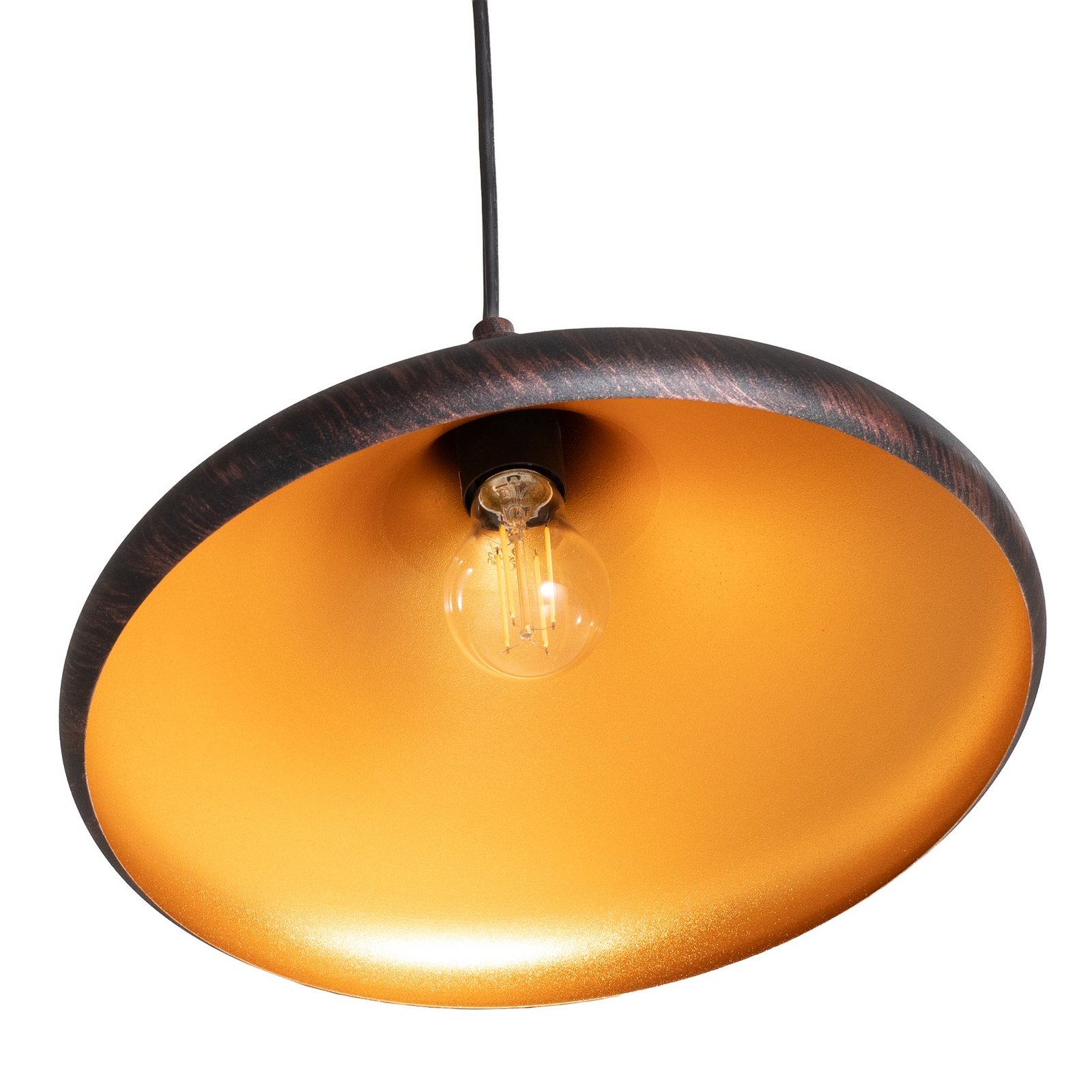 Lampada a sospensione Barek, nero/oro, Ø 34 cm, metallo, E27 Lampada a sospensione Barek, nero/oro, Ø 34 cm, metallo, E27