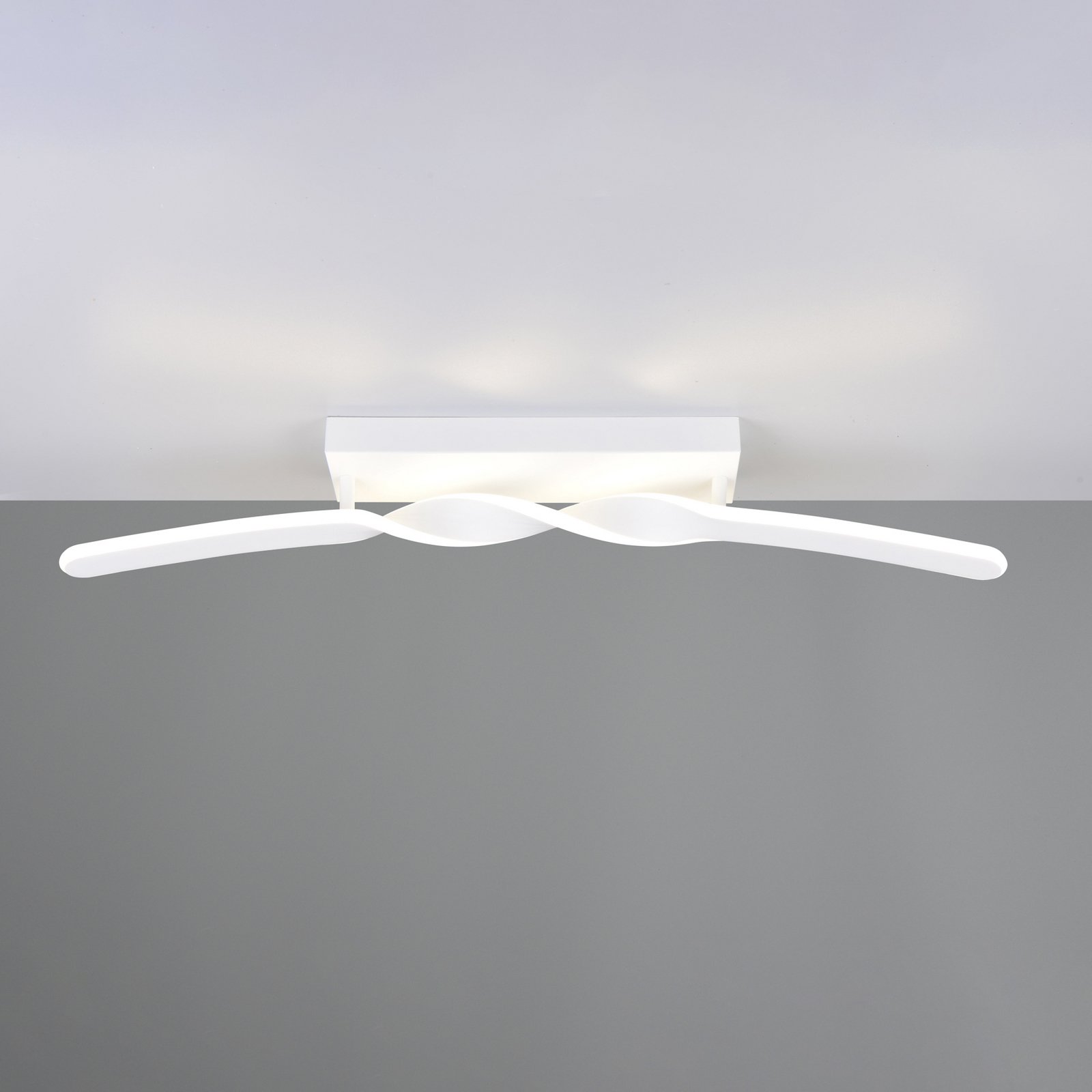 LED-Deckenleuchte Ginko, weiß matt, Metall, Länge 79 cm
