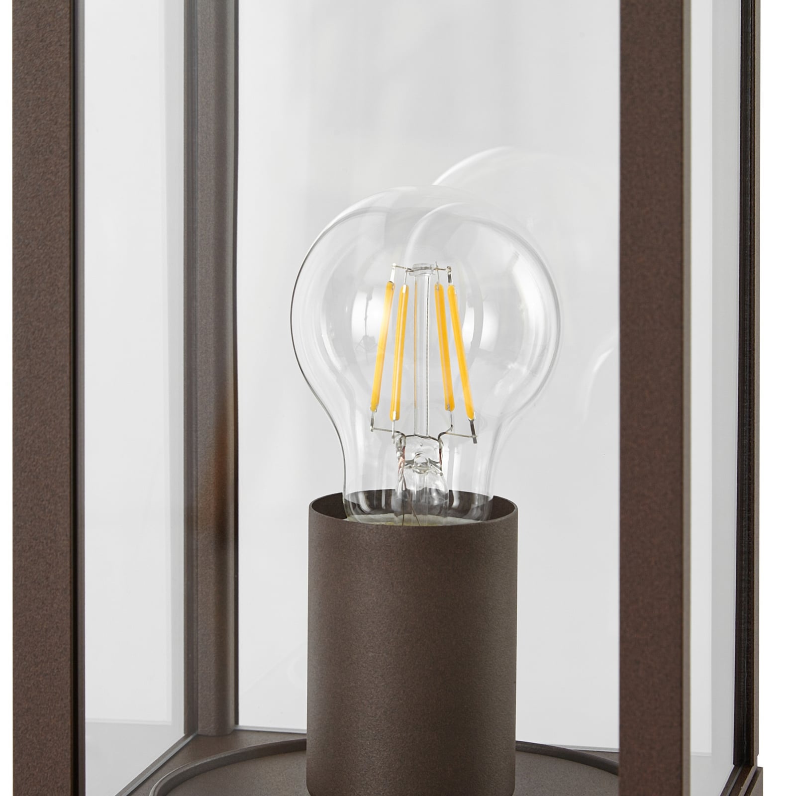 Lampione Peldar, ruggine/trasparente, altezza 80 cm, sensore - Lindby