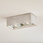 Påbyggnads-downlight Solana betong kantig 2 lampor