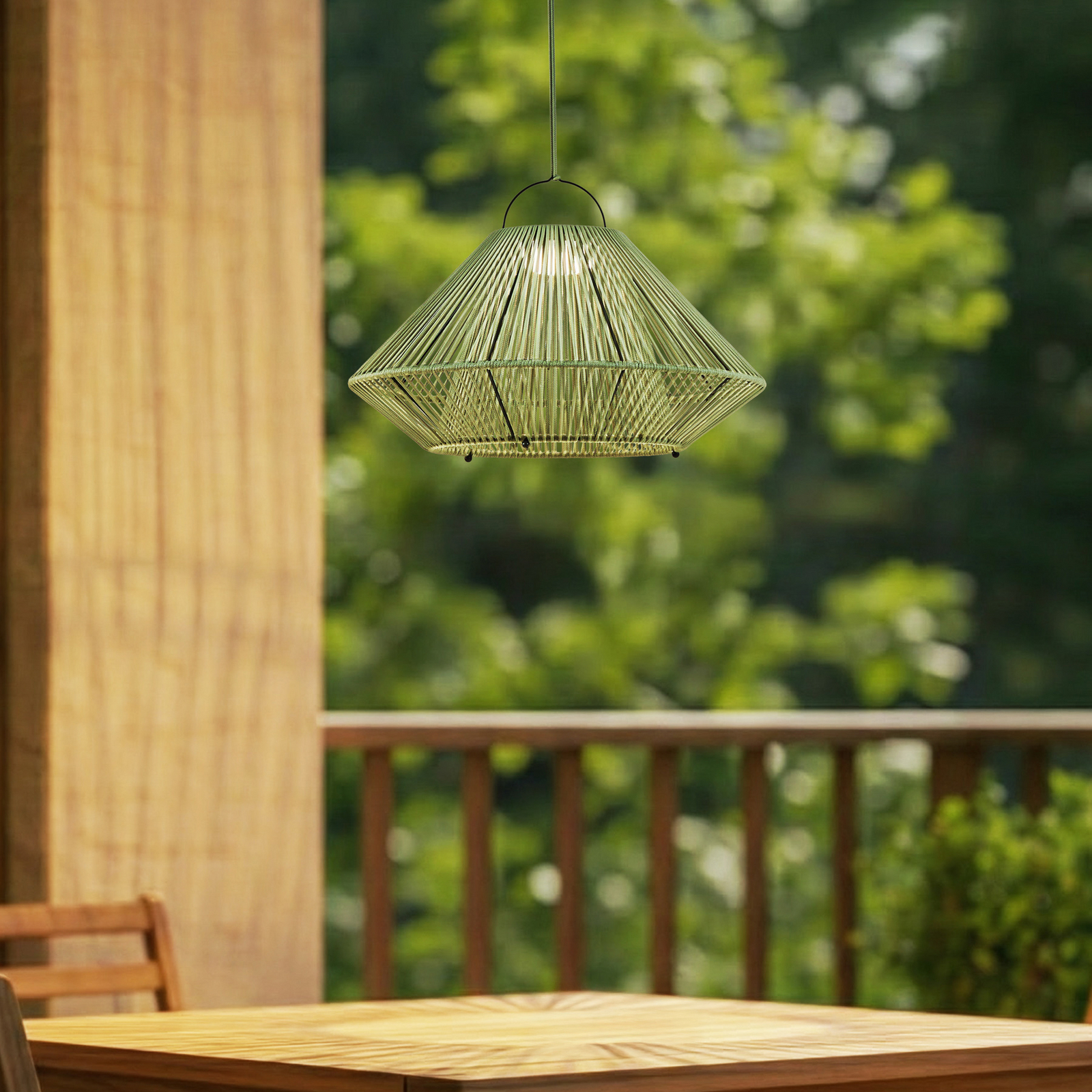 Lindby LED saules enerģijas piekaramā lampa Austas, zaļa, Ø 50 cm, USB, IP54