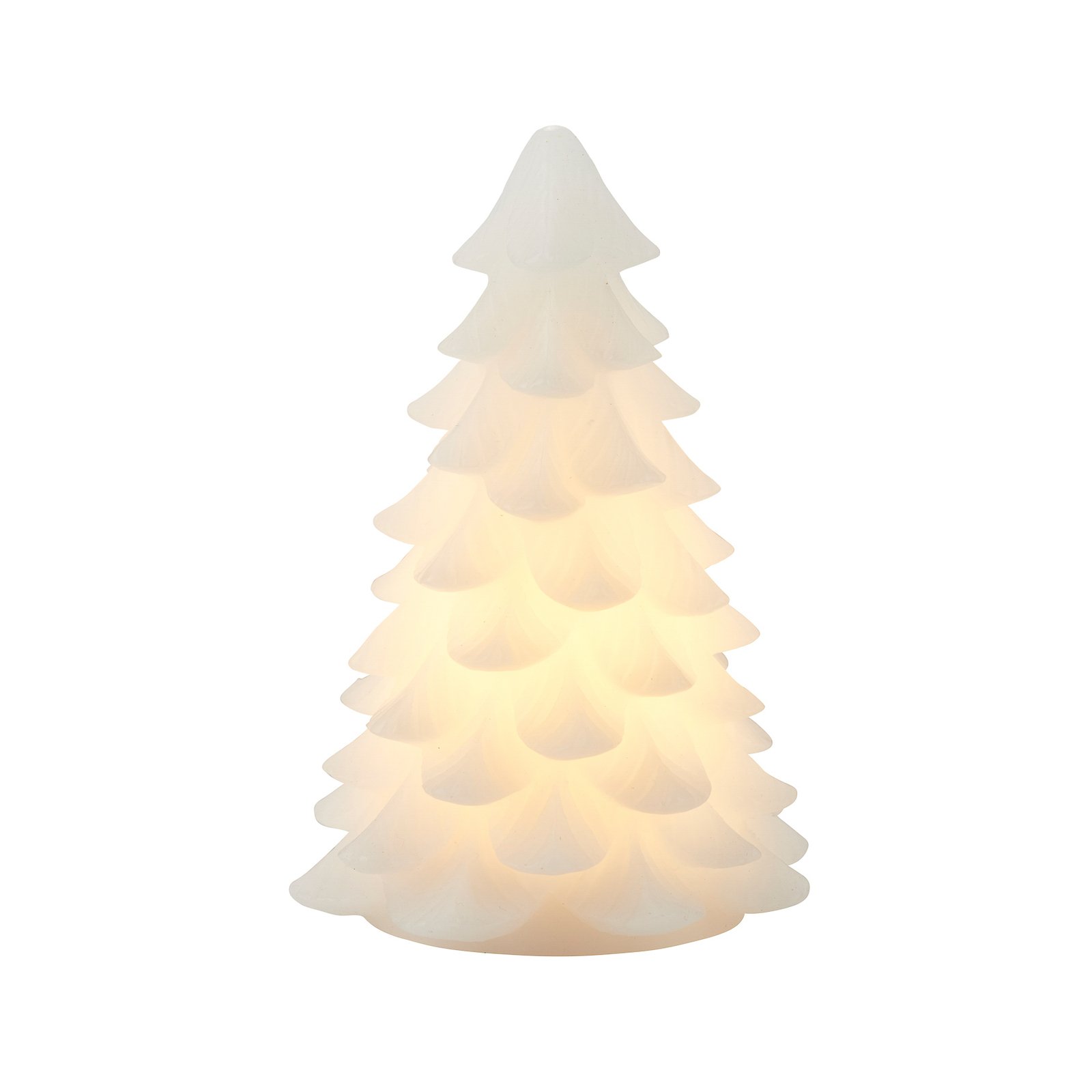 LED-Dekoleuchte Carla, Baum aus weißem Wachs 16cm